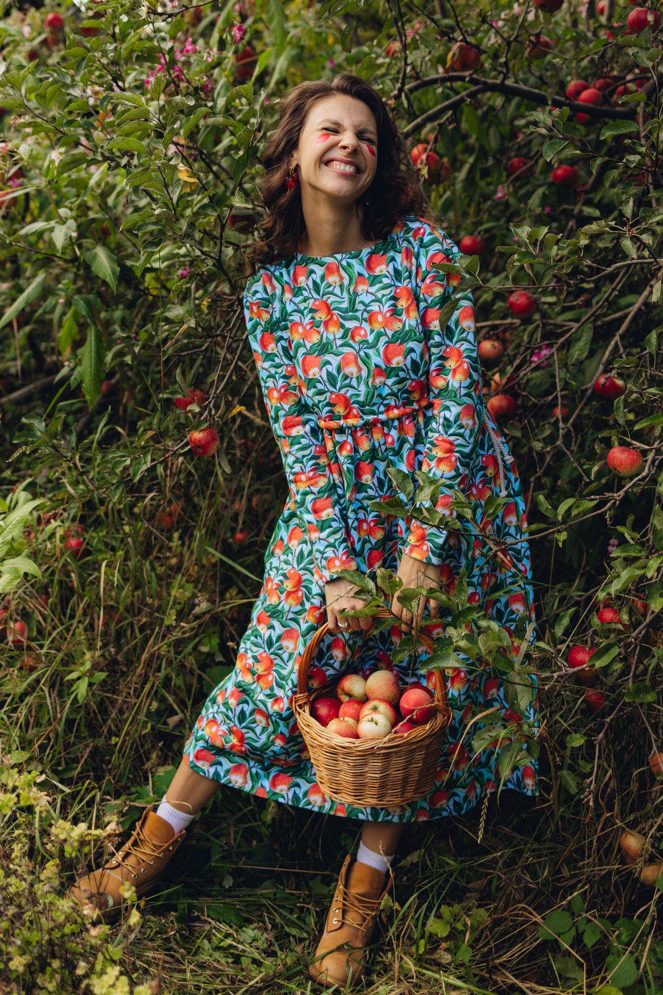 Платье Голубка - Принт Яблочки