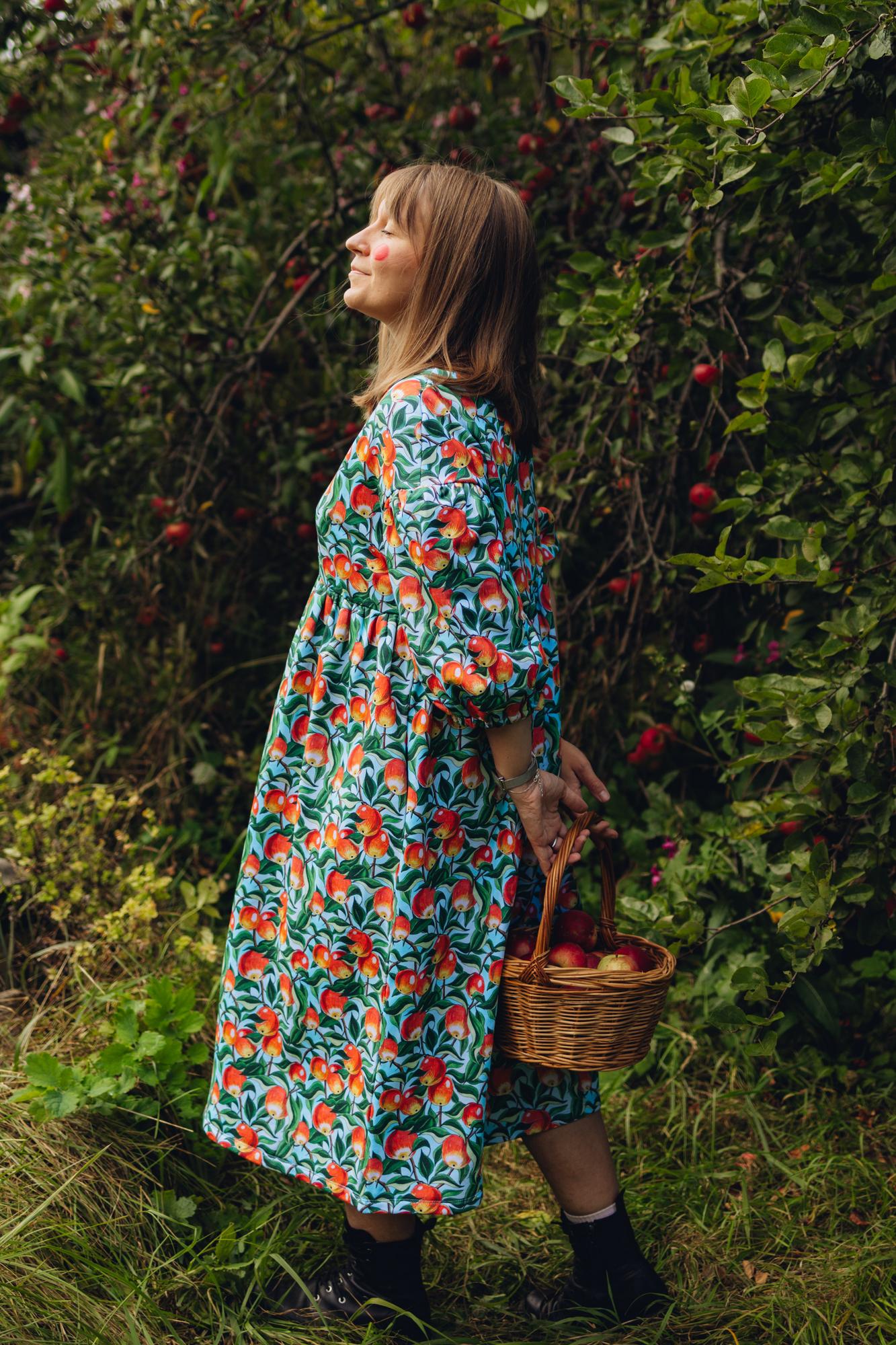 Платье Курочка - Принт Яблочки