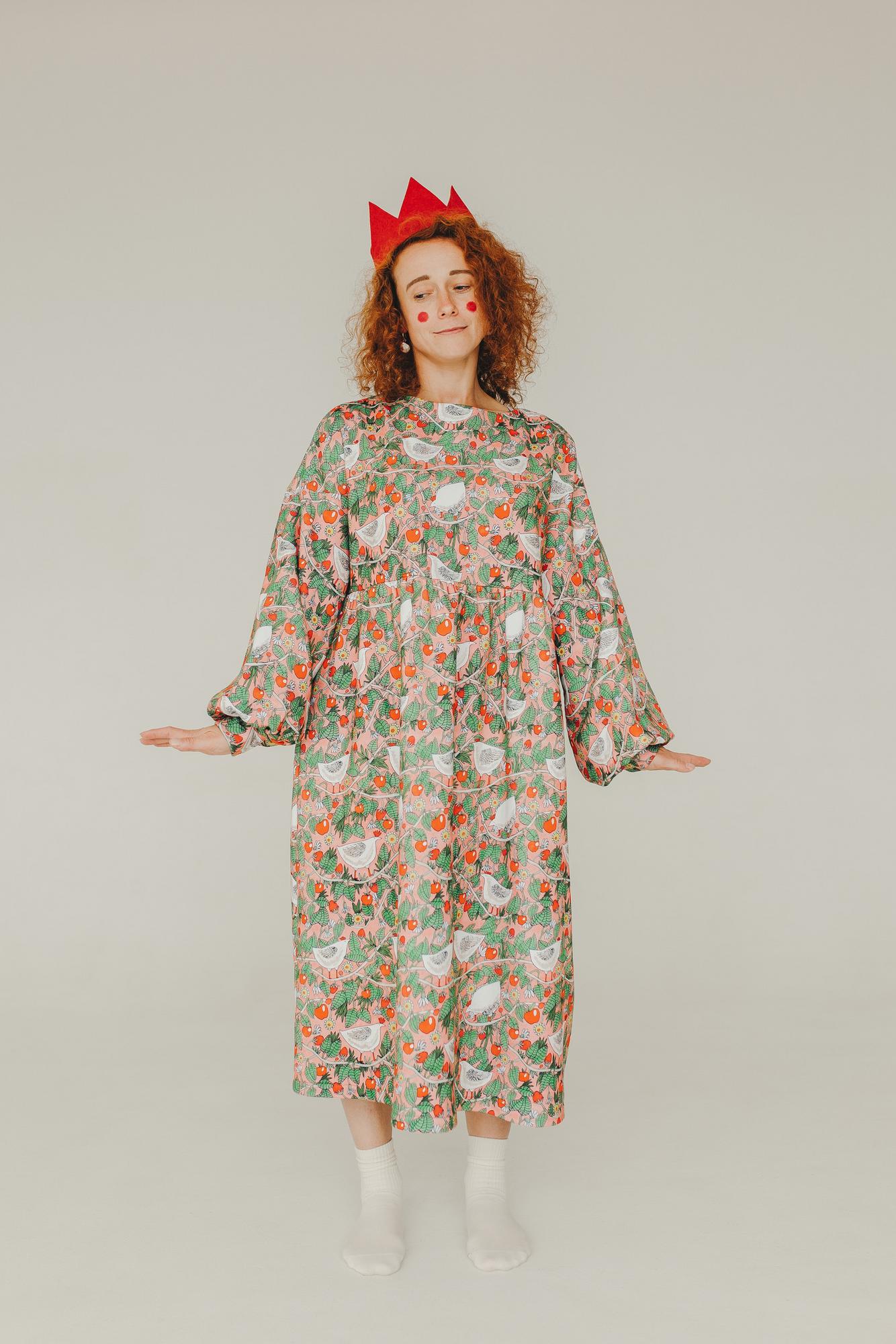 Платье Ласточка - Принт Курочки