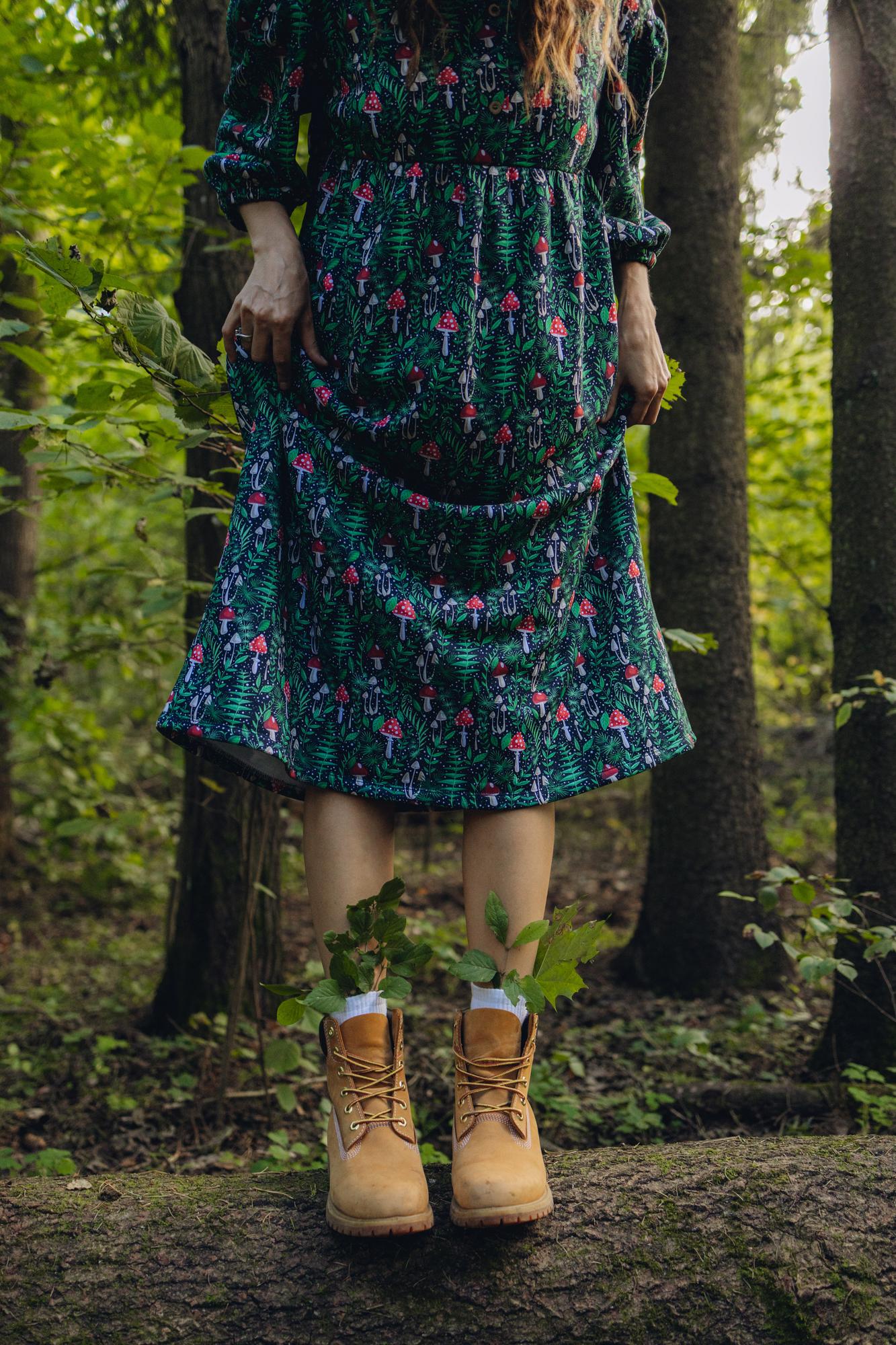 Платье Курочка - Принт Грибы