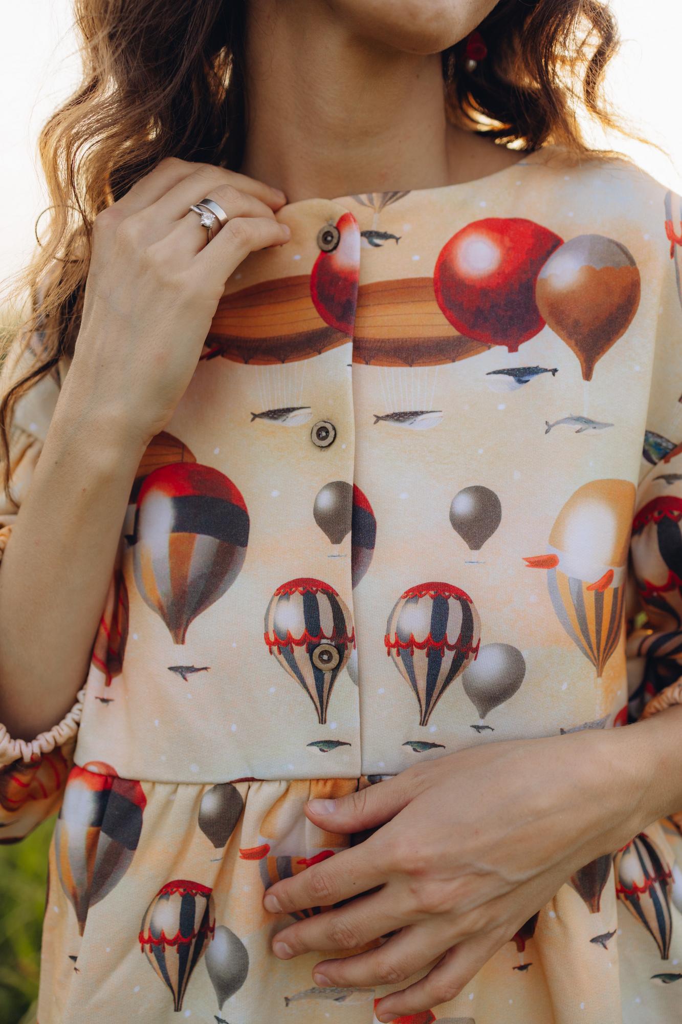 Платье Курочка - Принт Киты Не Летают