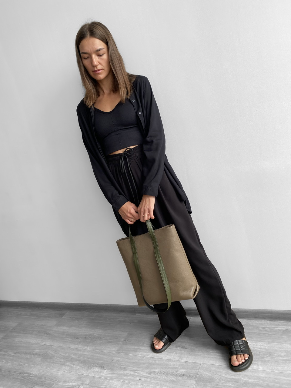 СУМКА LAURABAG  (КАПУЧИНО-ХАКИ-ЧЕРНЫЙ)