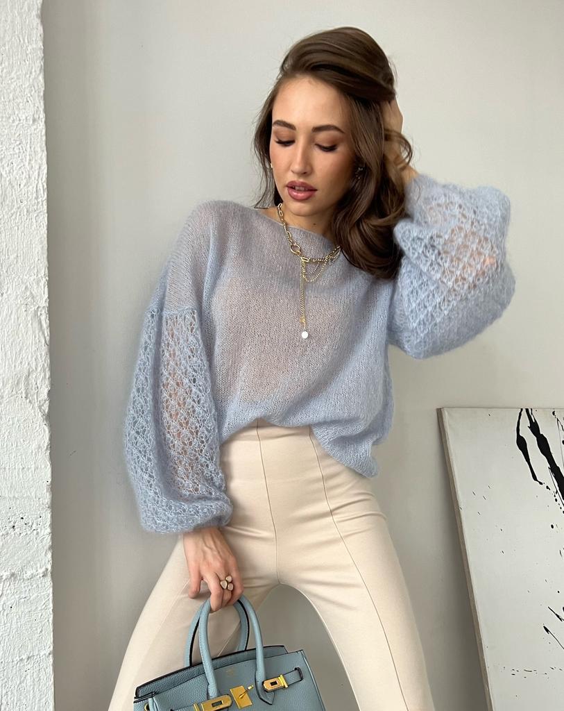 Свитер "Ажур" небесный