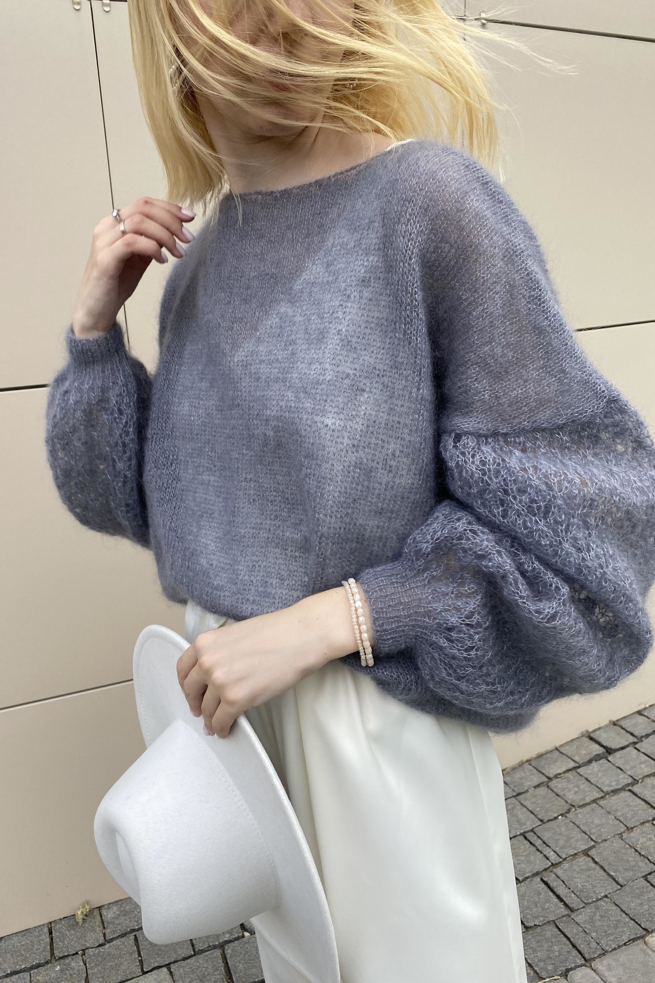 Свитер "Ажур" серый
