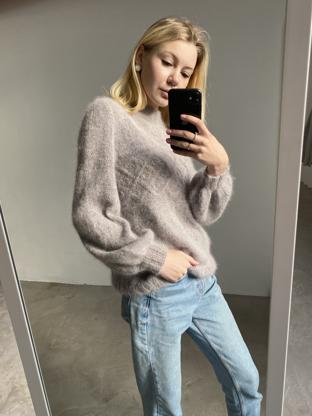 Свитер "Ромбы" пепел