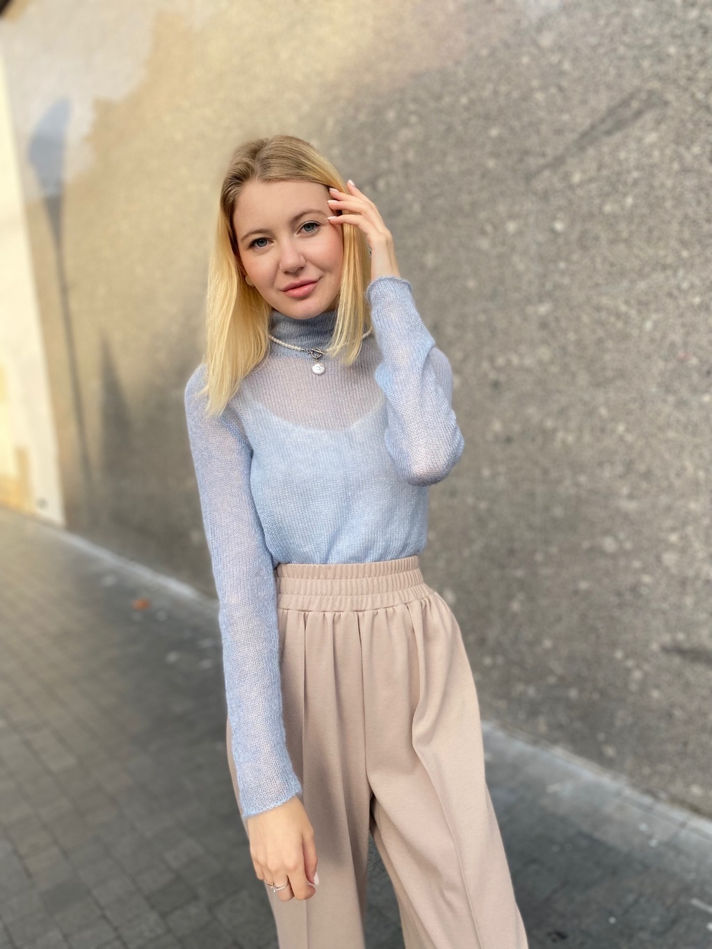 Водолазка мохеровая с горлом пыльный голубой