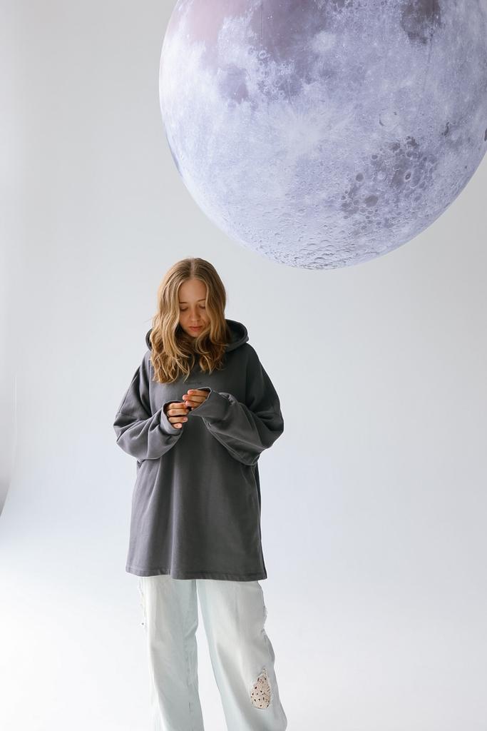 Оверсайз худи в цвете графит