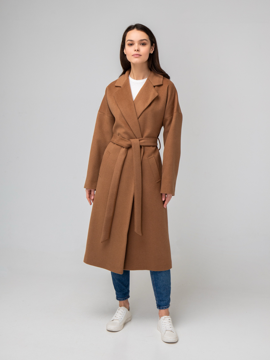 Пальто-халат camel, 60% шерсть