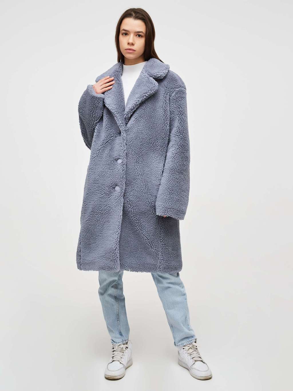 Пальто-тэдди в сером цвете