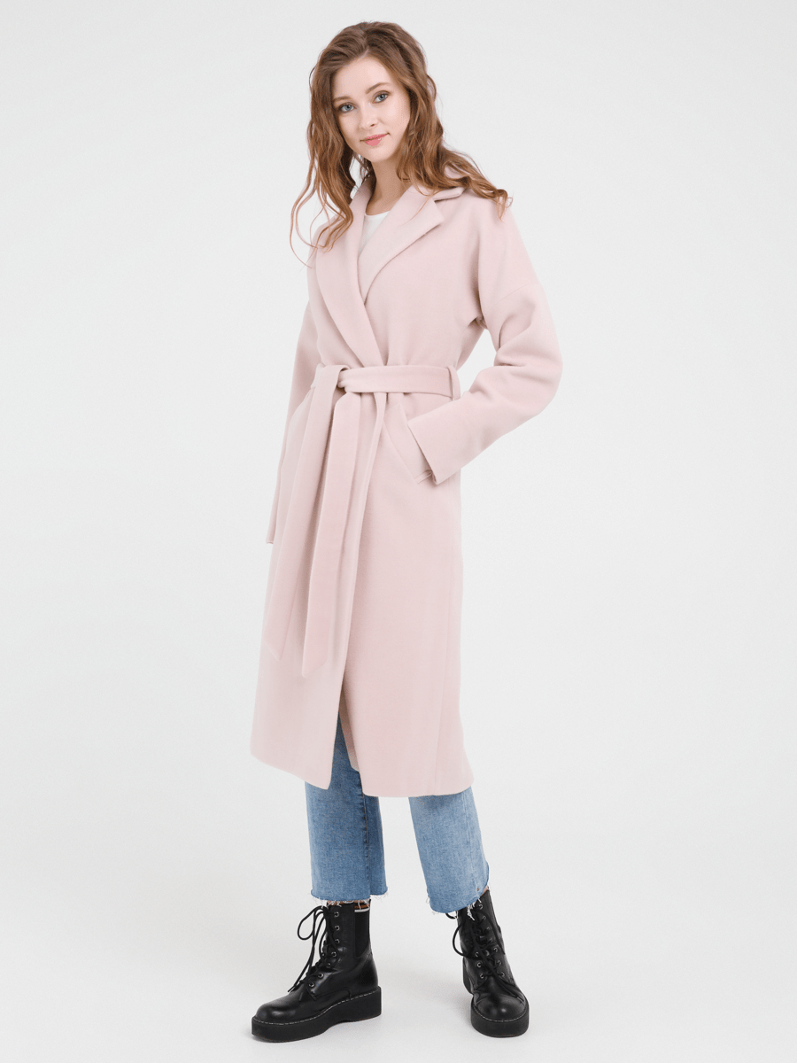 Пальто-халат молочно-розовый, 95% шерсть (уценка 75%)