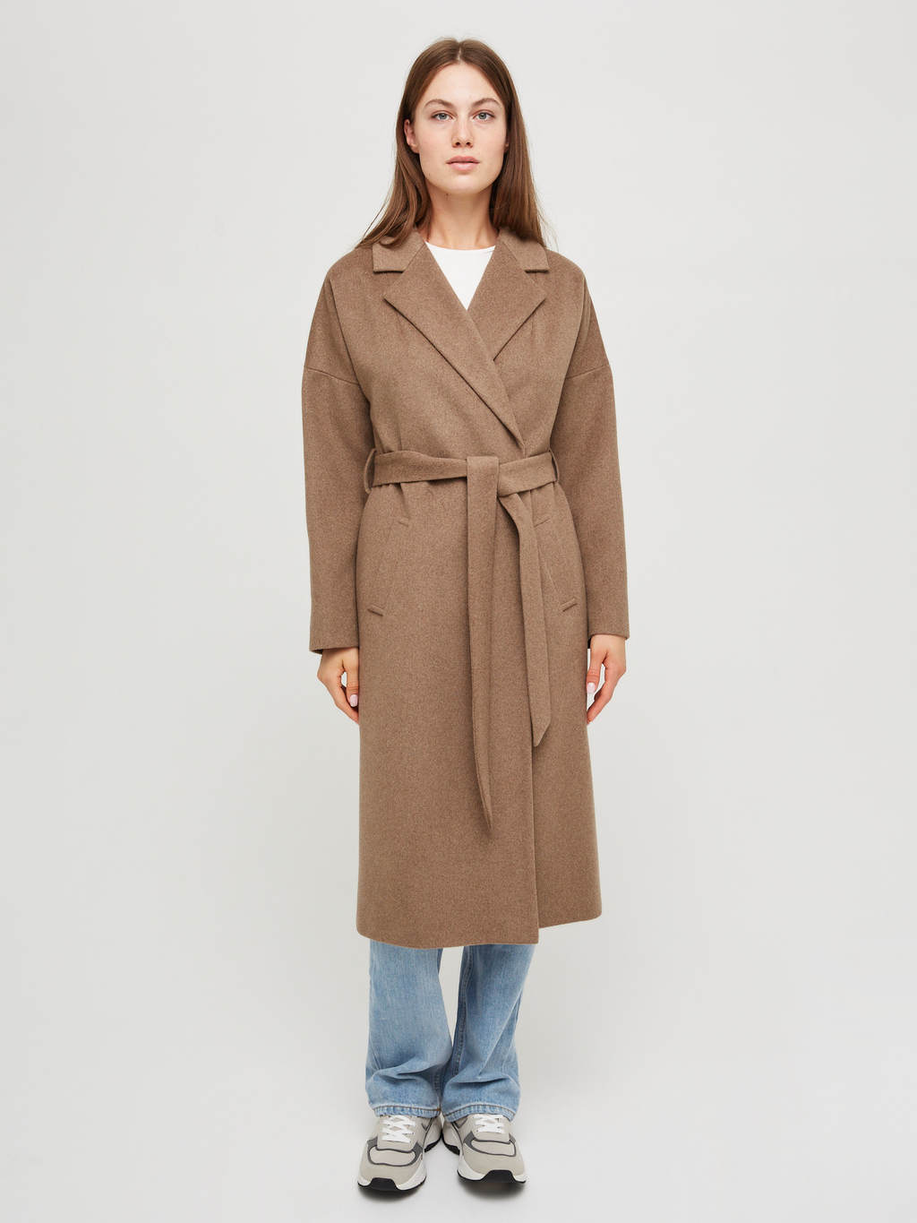 Пальто-халат капучино new, 60% шерсть