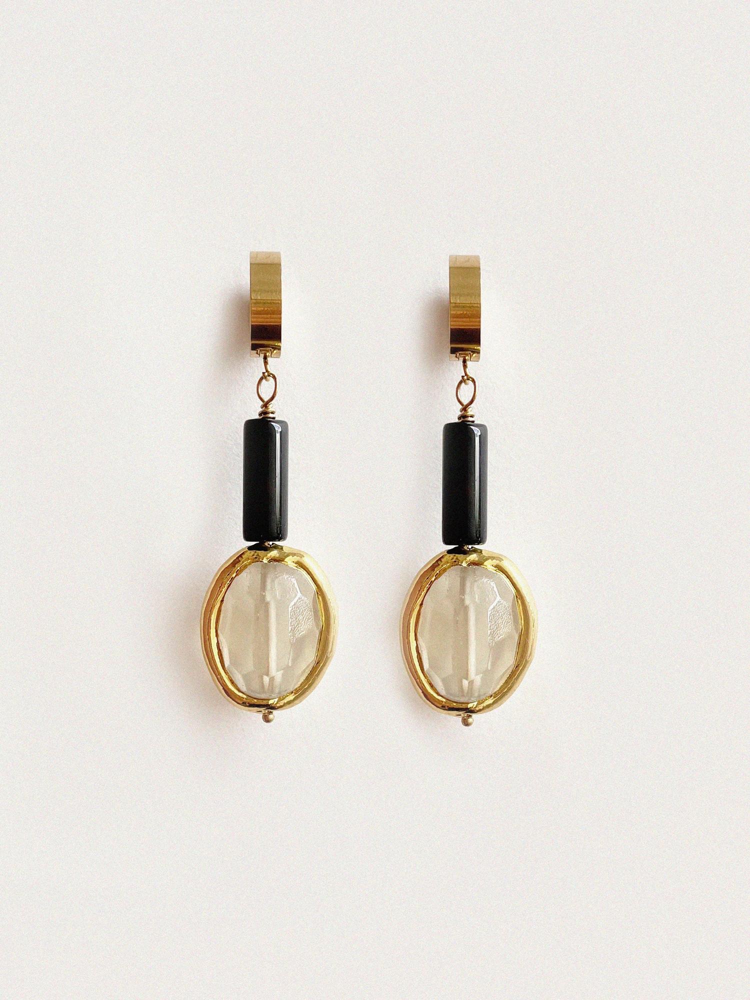 Серьги с подвесками из лимонного кварца