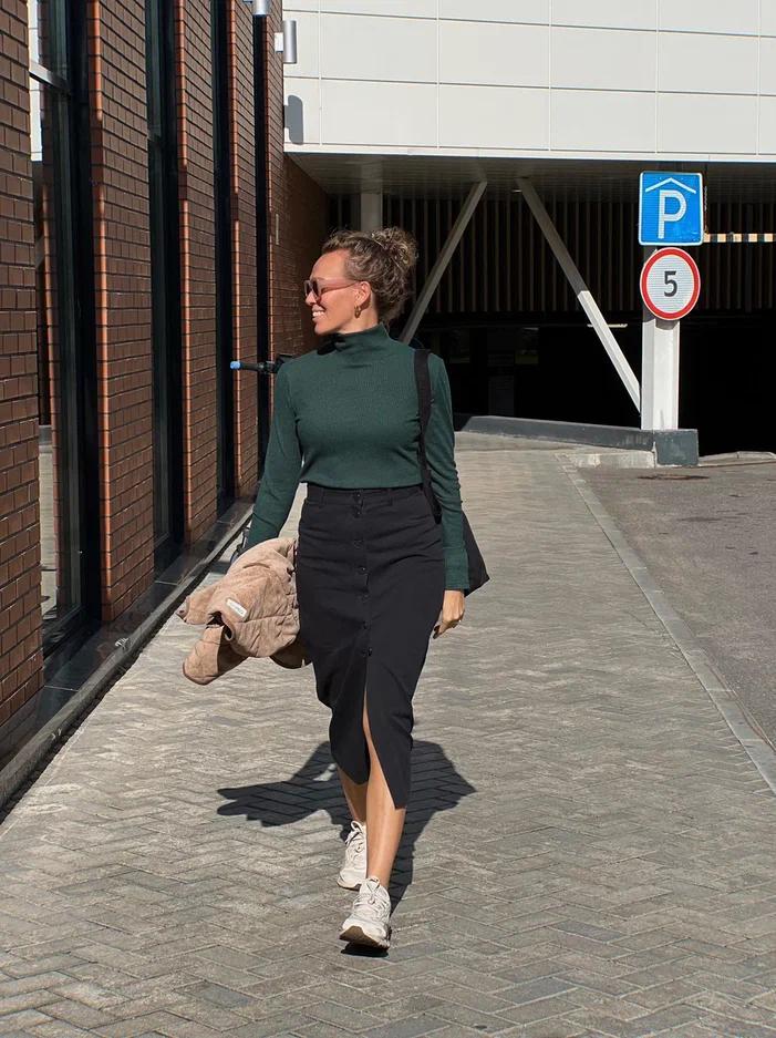 Юбка джинсовая миди черная