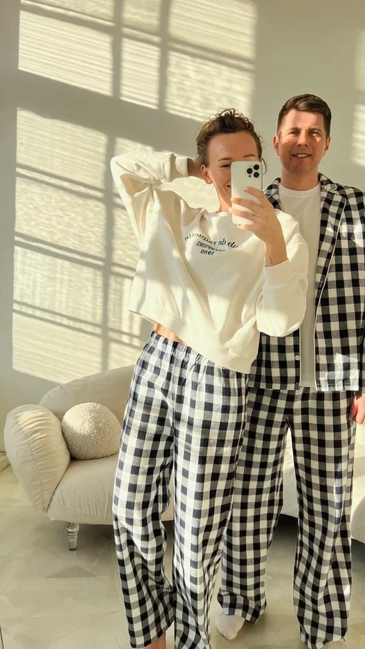 Пижама в сине-белую клетку