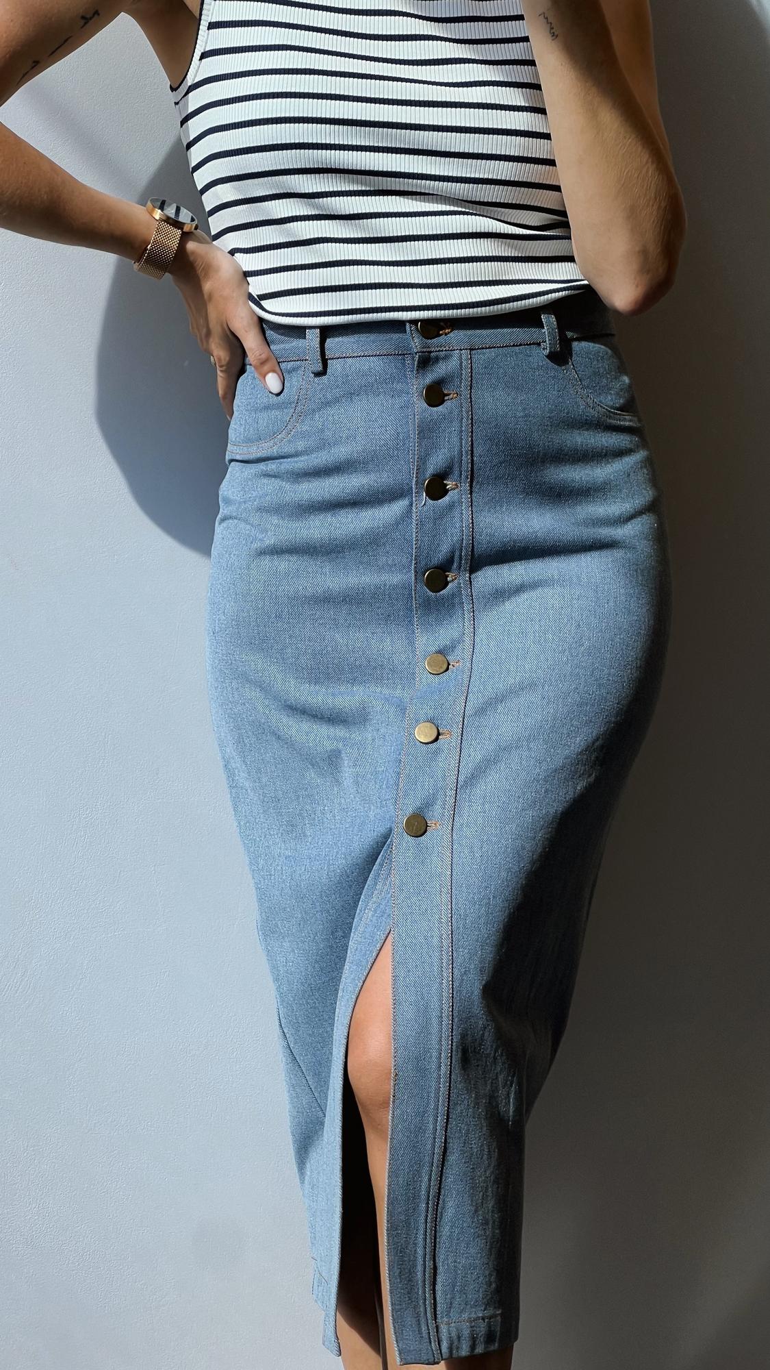 Юбка джинсовая миди синяя