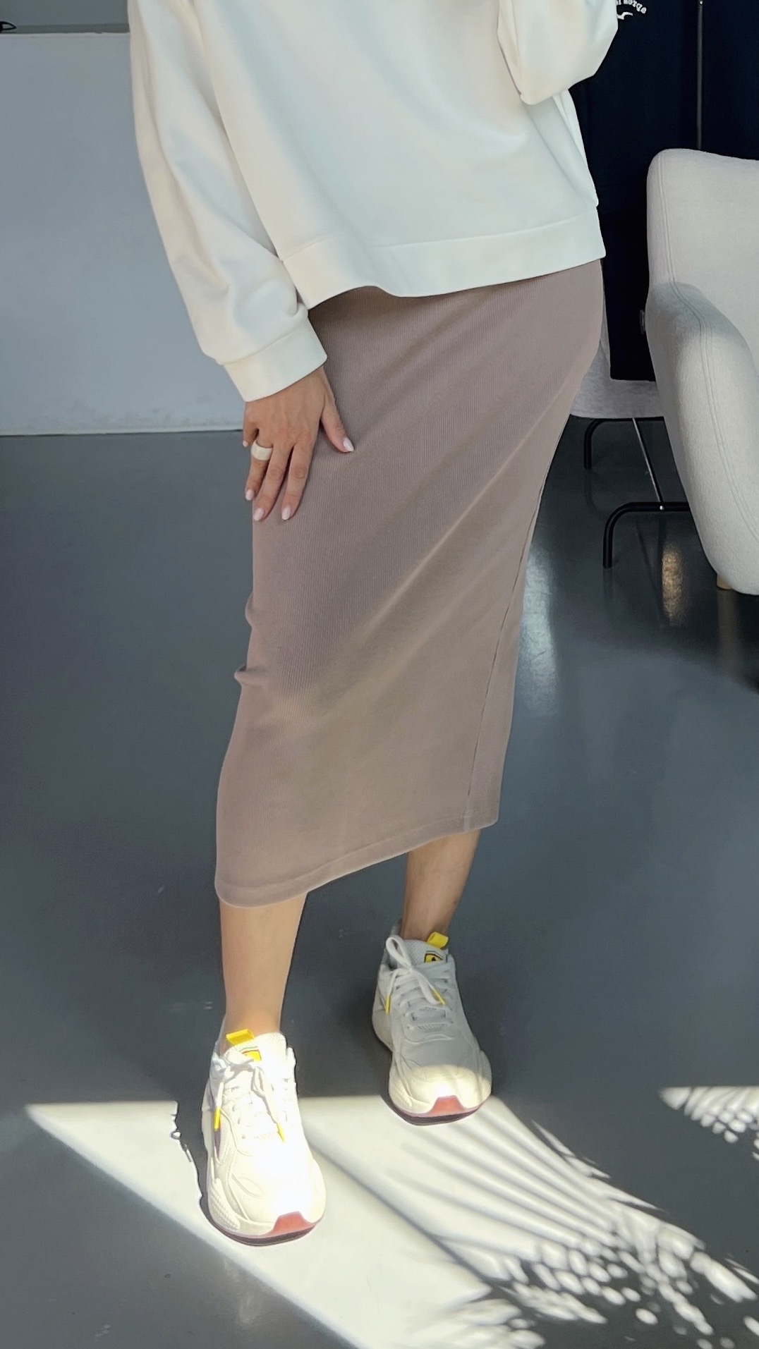 Юбка узкая миди (какао)