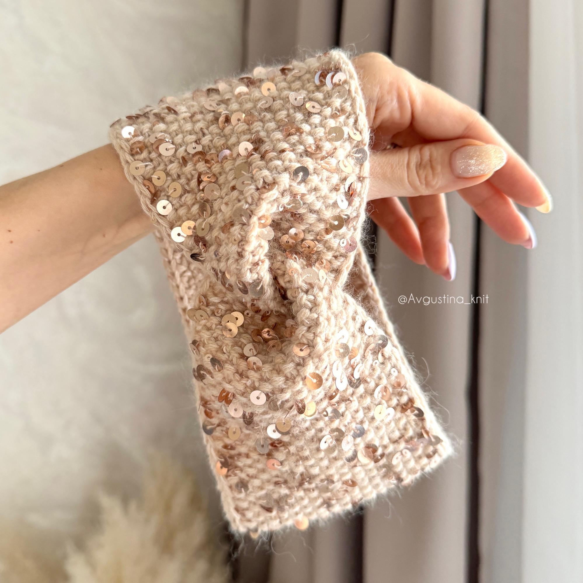 МК Повязка на голову жемчужная (+пайетки)