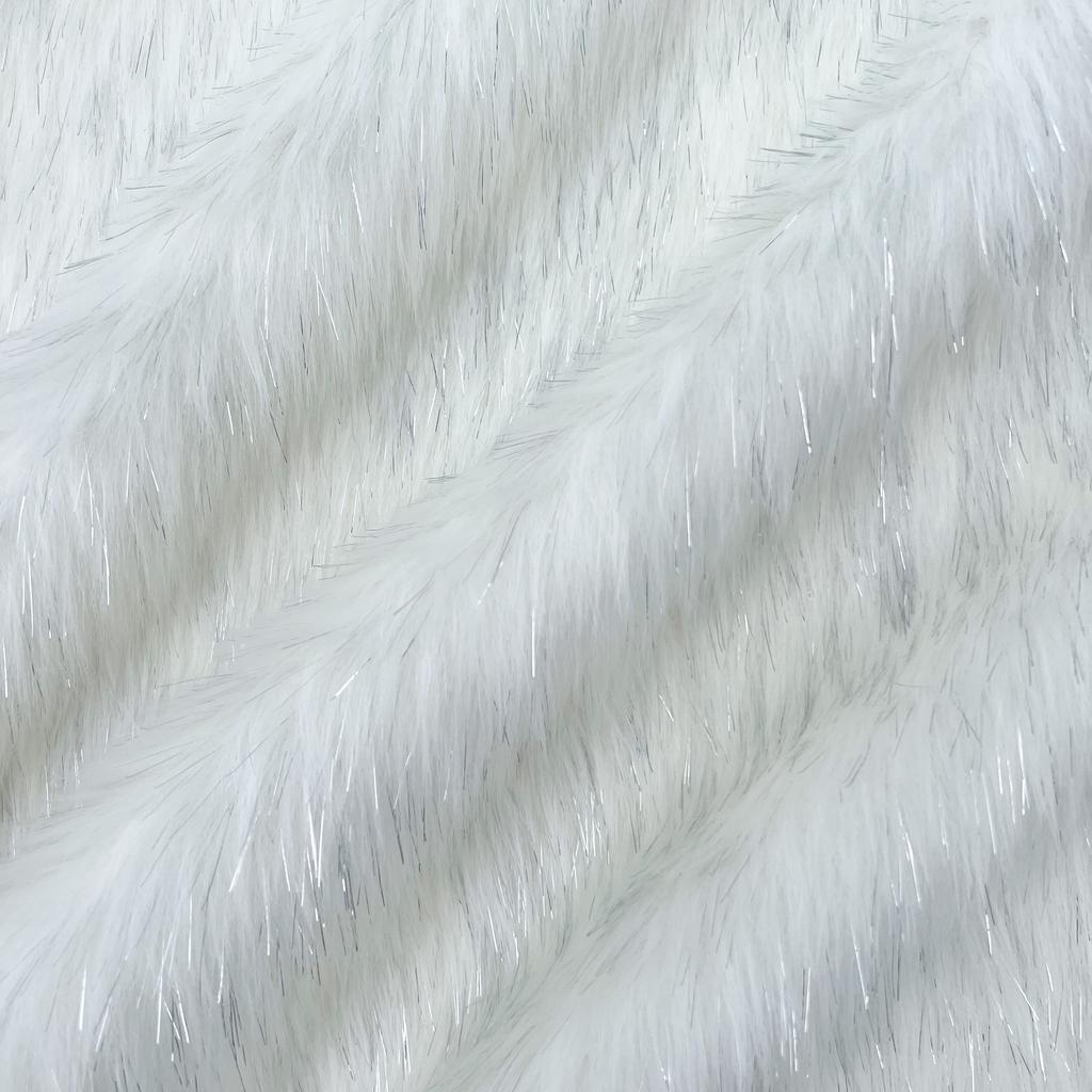 Искусственный мех 3-4см - Белый Дождик Серебро