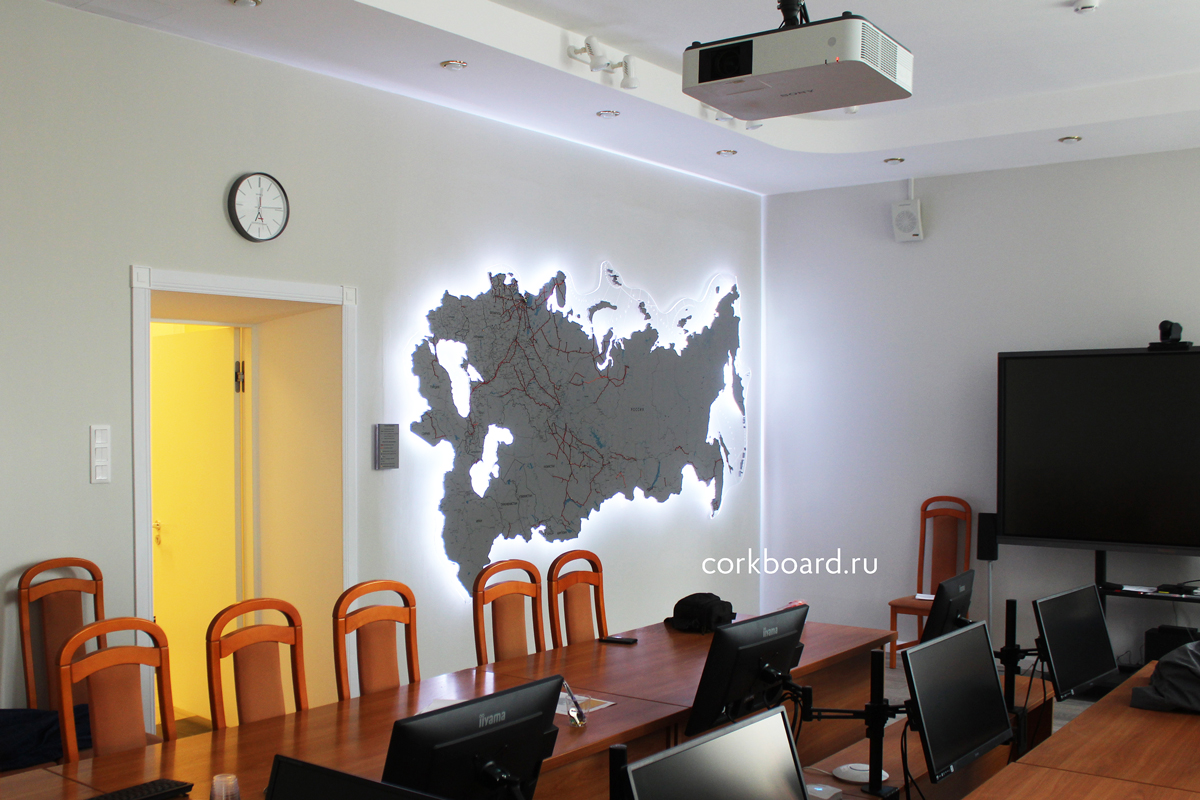 Фигурная тонированная пробковая карта России и соседних стран