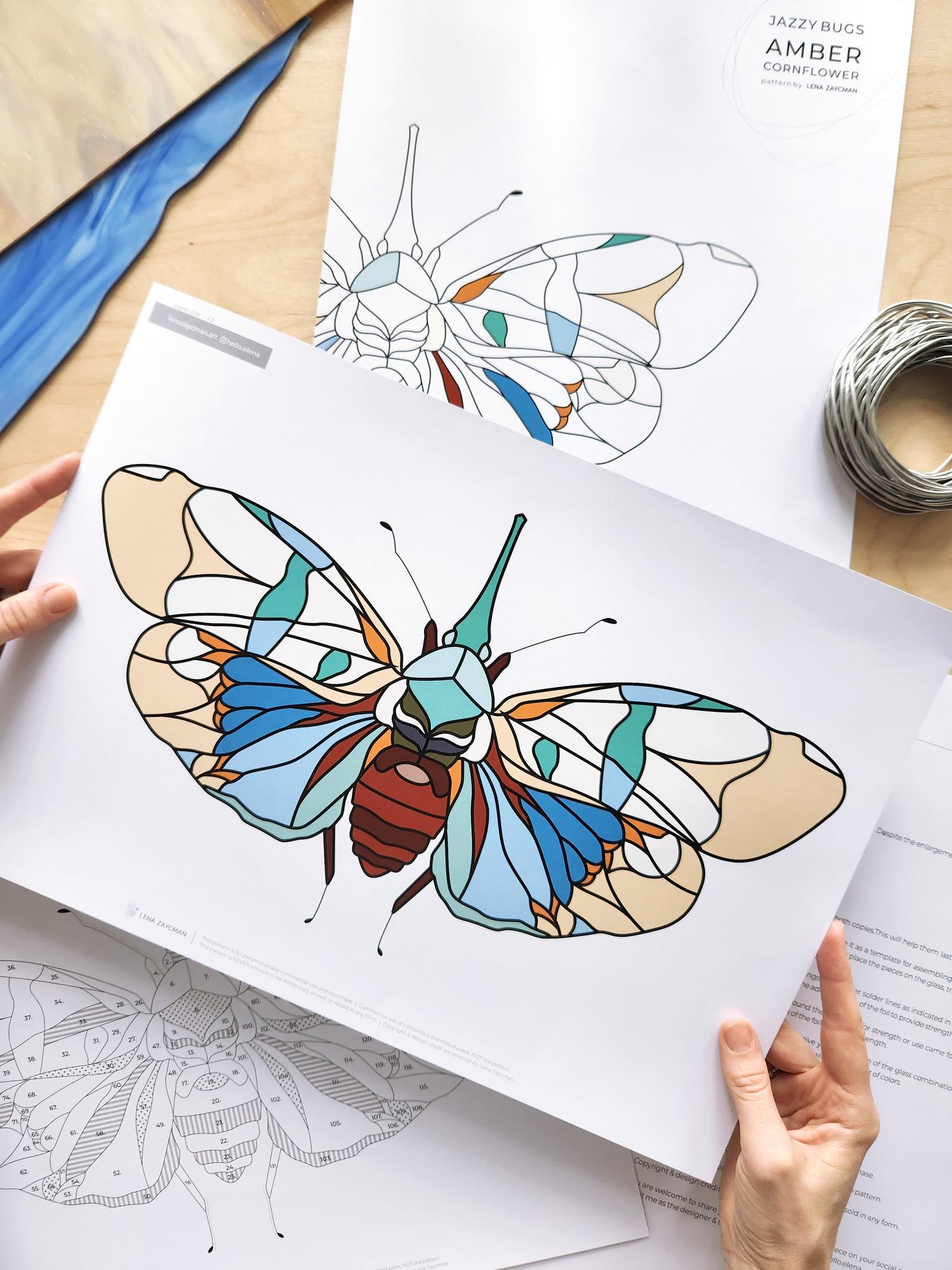 AMBER CORNFLOWER | Stained Glass Pattern