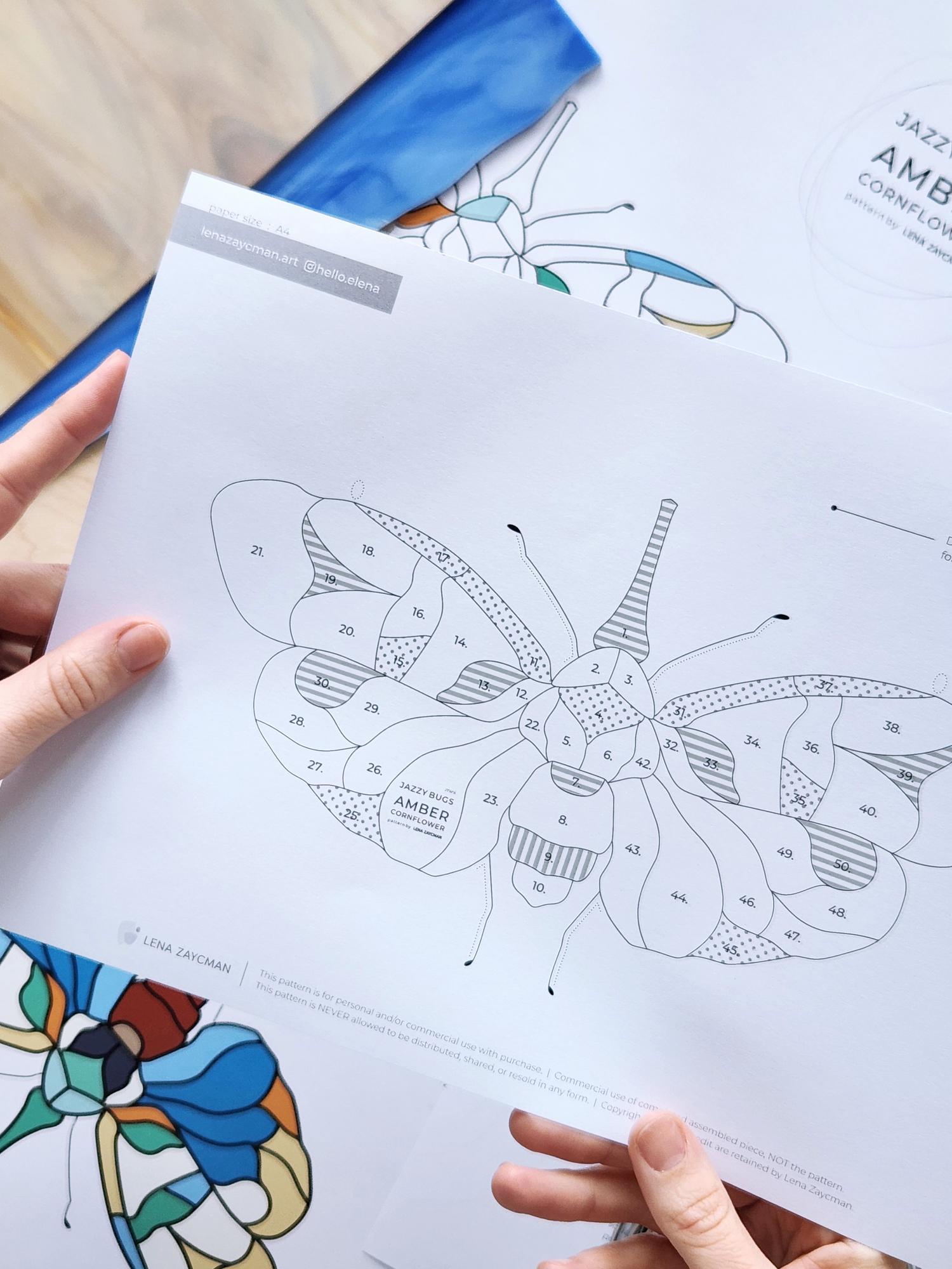 AMBER CORNFLOWER .mini | Stained Glass Pattern