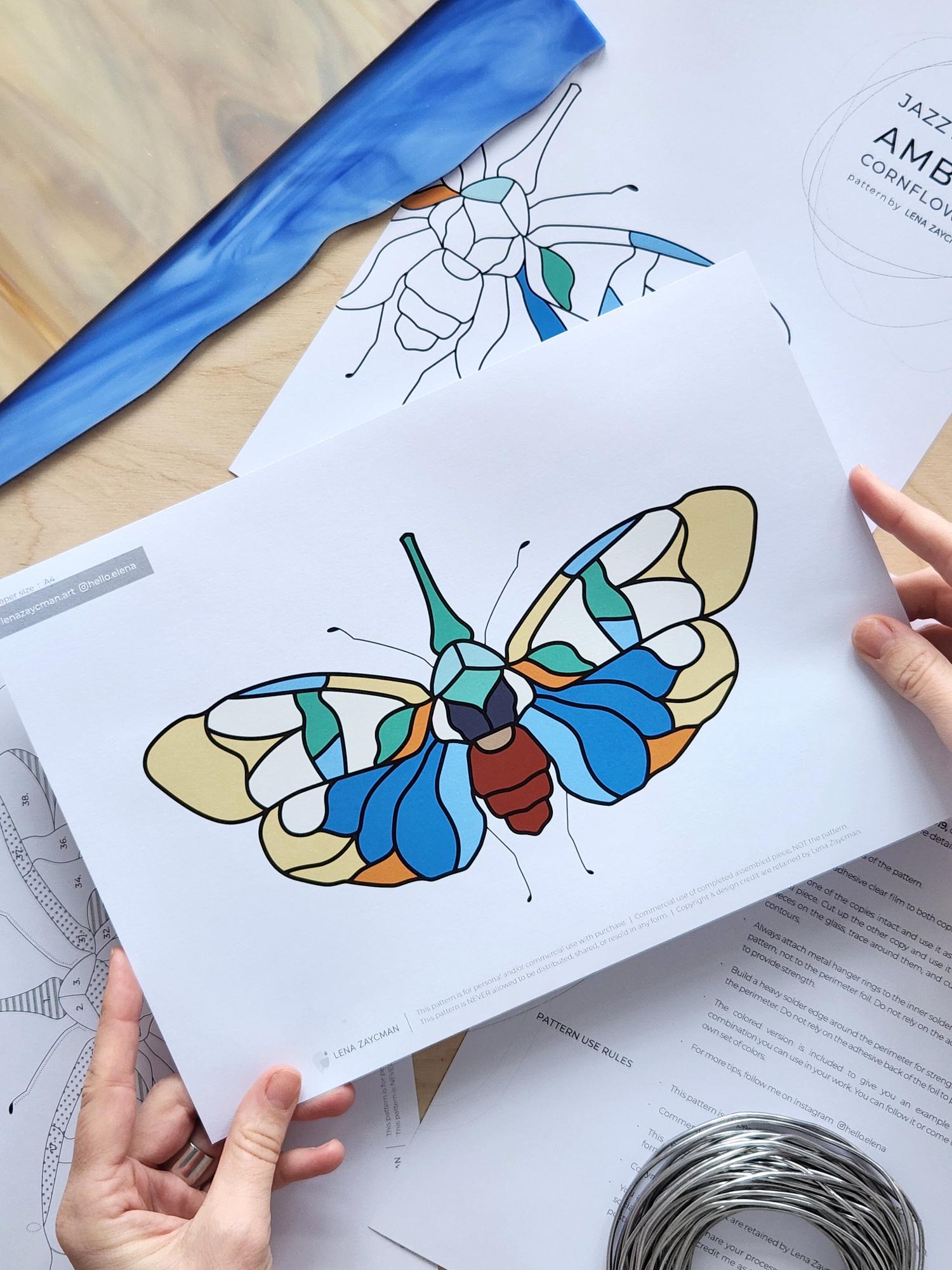 AMBER CORNFLOWER .mini | Stained Glass Pattern