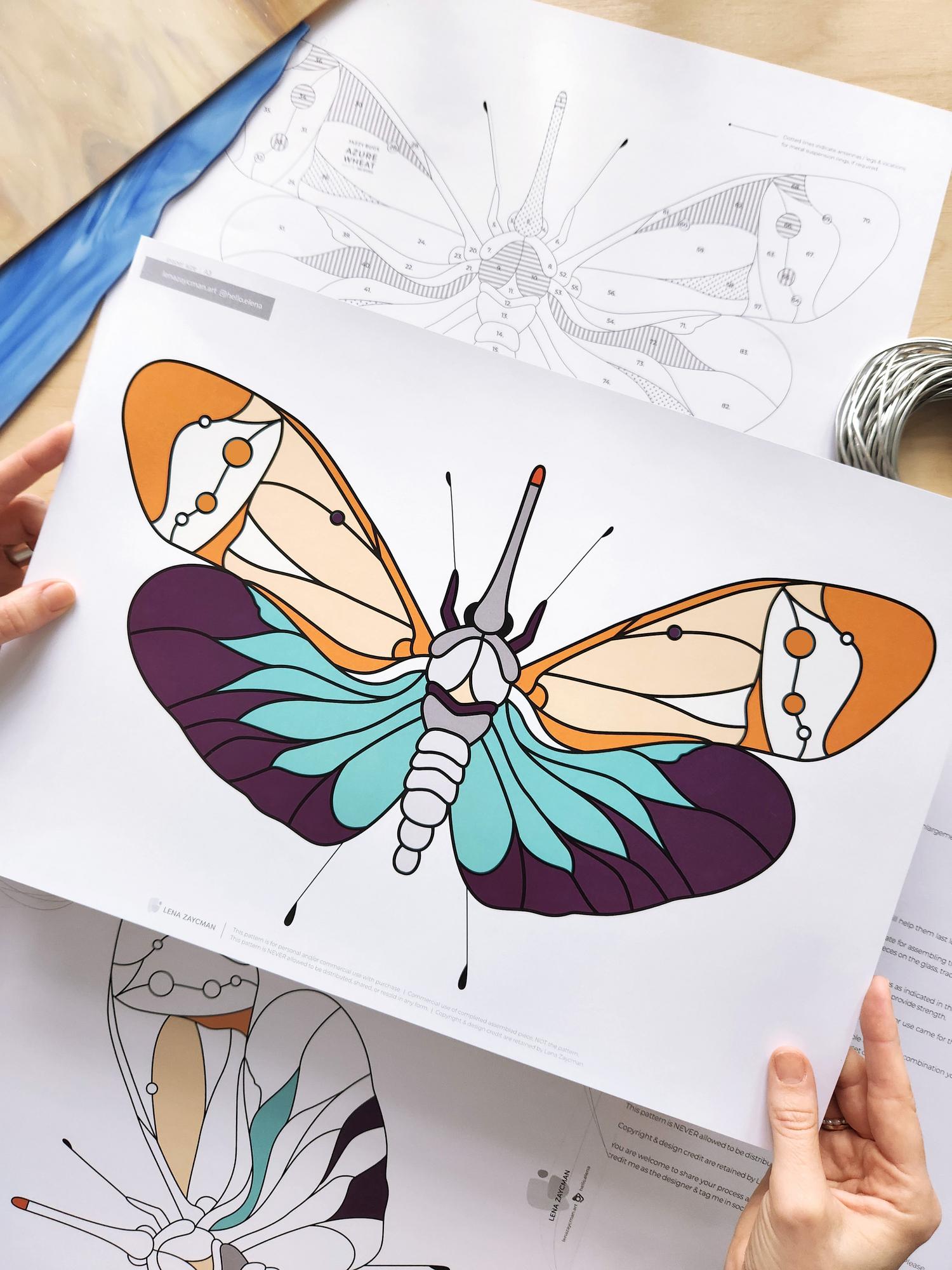 AZURE WHEAT | Stained Glass Pattern