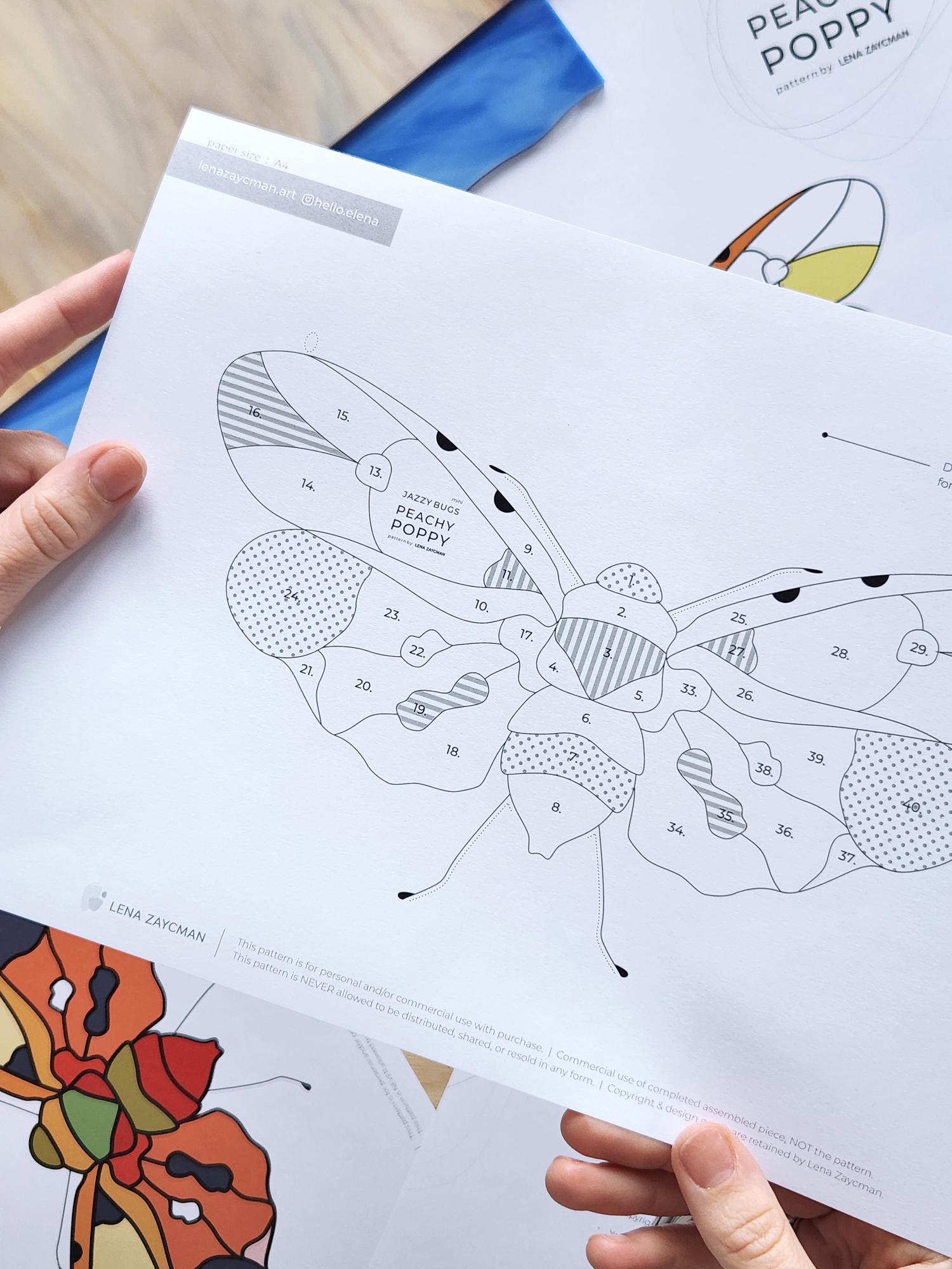 PEACHY POPPY .mini | Stained Glass Pattern