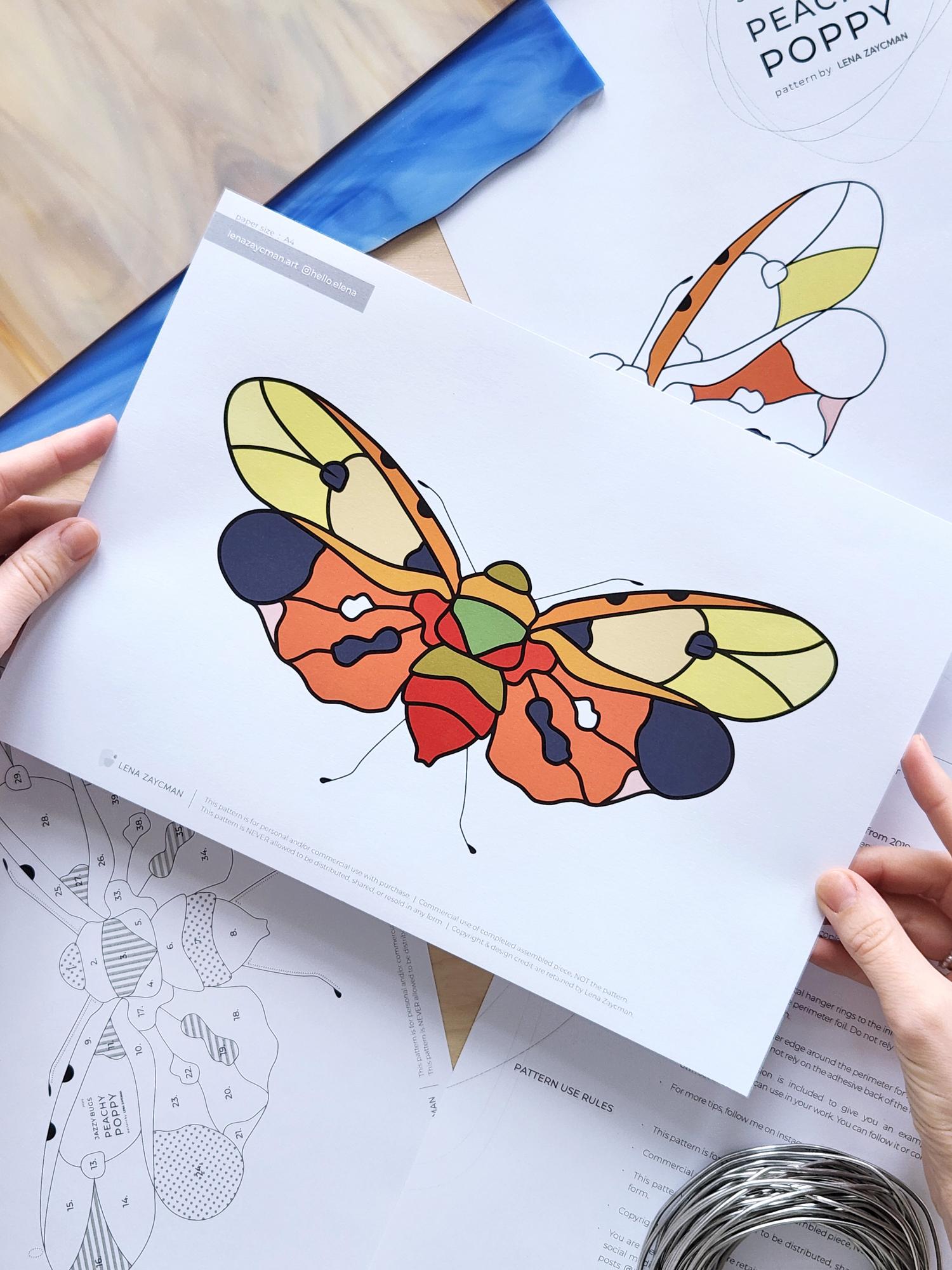 PEACHY POPPY .mini | Stained Glass Pattern