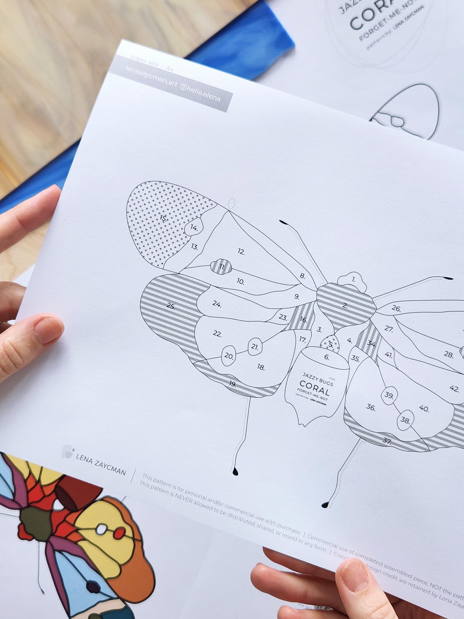 CORAL FORGET-ME-NOT .mini | Stained Glass Pattern