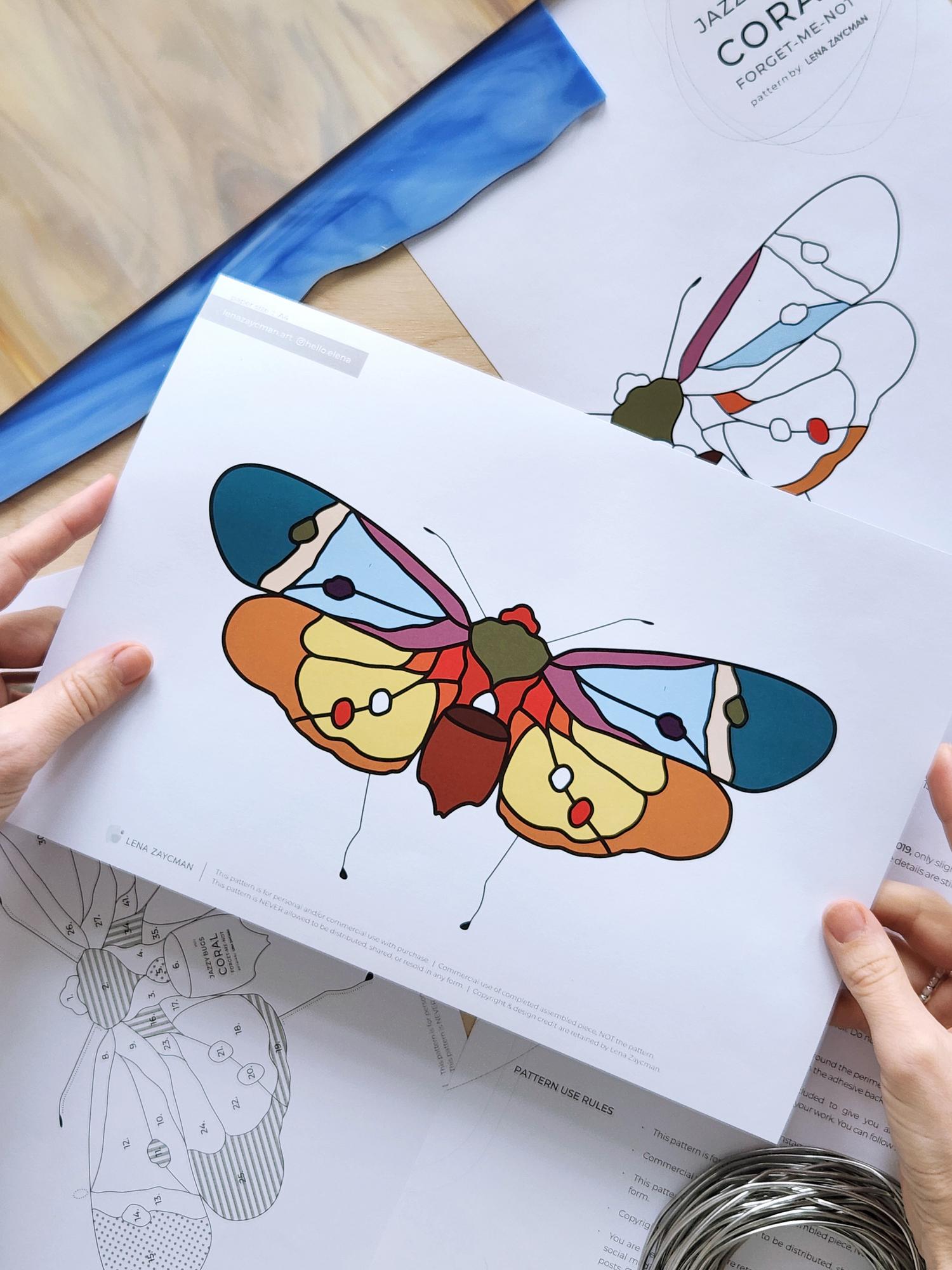 CORAL FORGET-ME-NOT .mini | Stained Glass Pattern