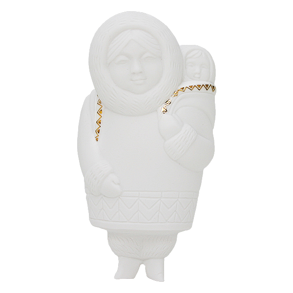 Ёлочная игрушка "Эскимос с ребенком". Позолота.