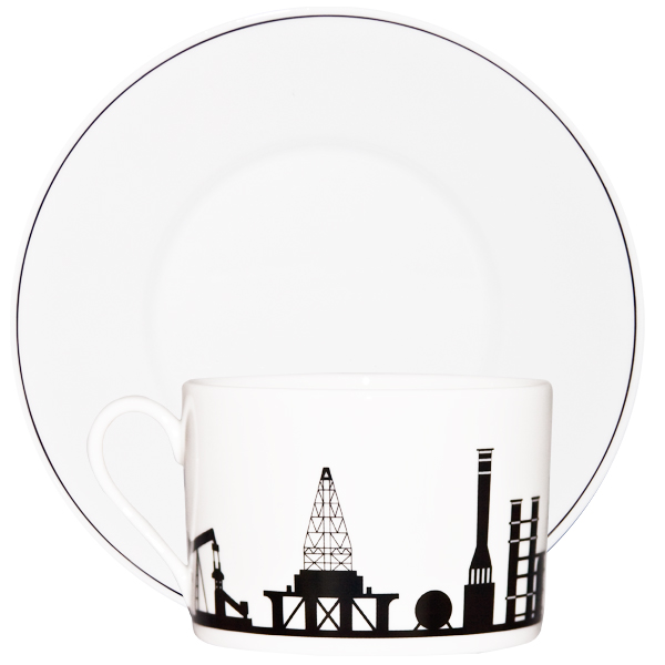 Чайная пара большая "Нефть". Черная