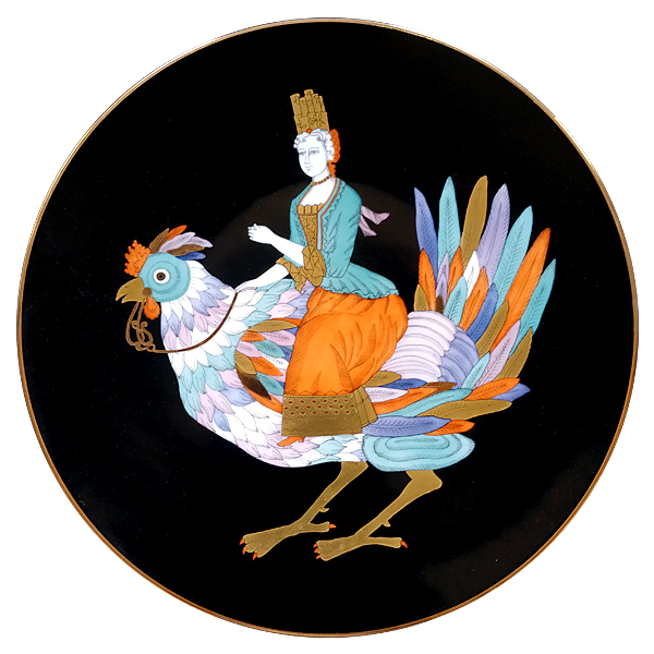 Тарелка "Дама на курице"