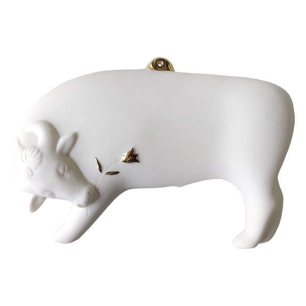 Елочная игрушка "Бычок" с позолотой. Символ 2021 года