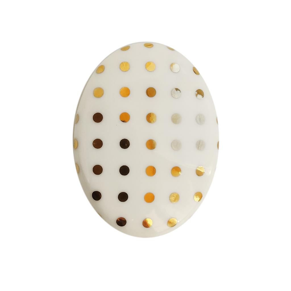 Брошь "Овал" в золотой горошек