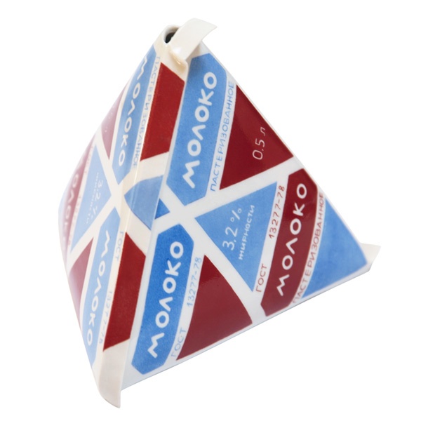 Пакет "Молоко" из фарфора. Надрезанный.