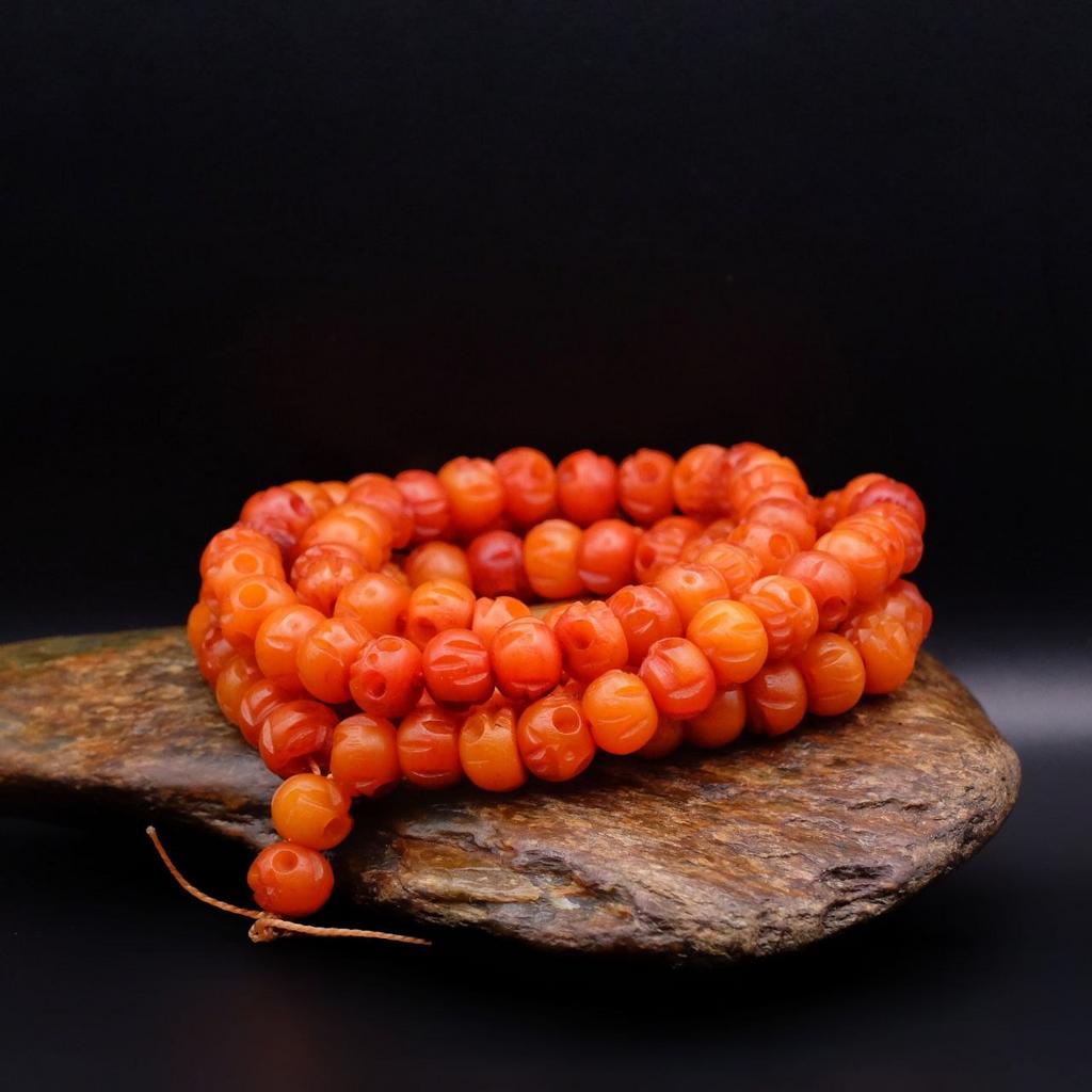 Чётки из кости яка черепа рыжие