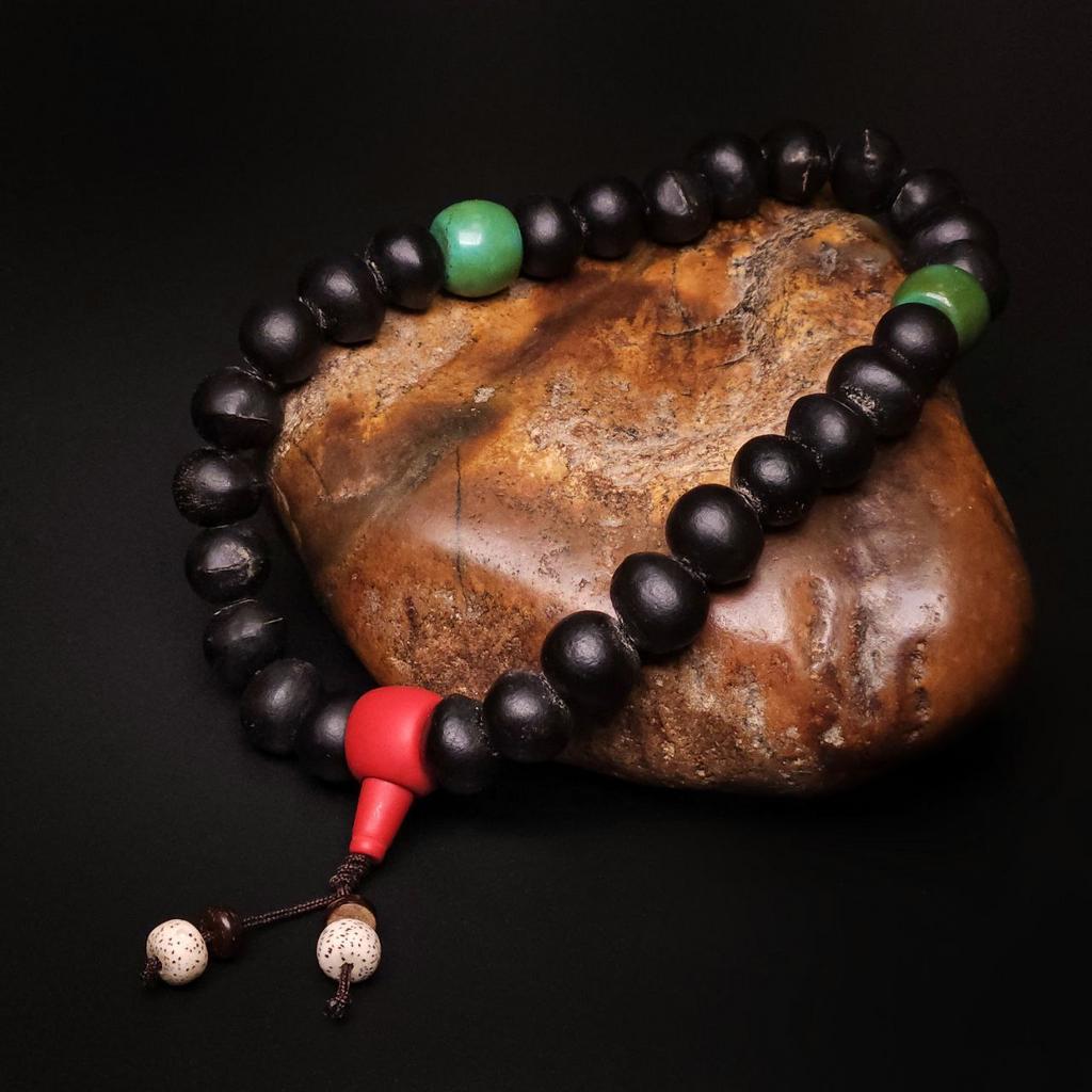 Чётки Кали с киноварью и бирюзой