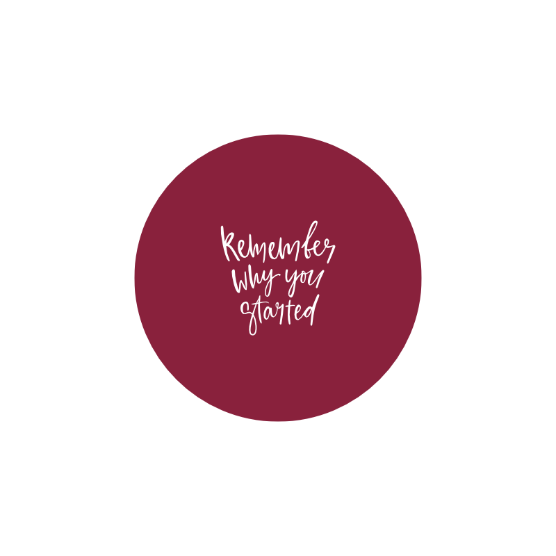 значок "remember why you started" (вишневый)