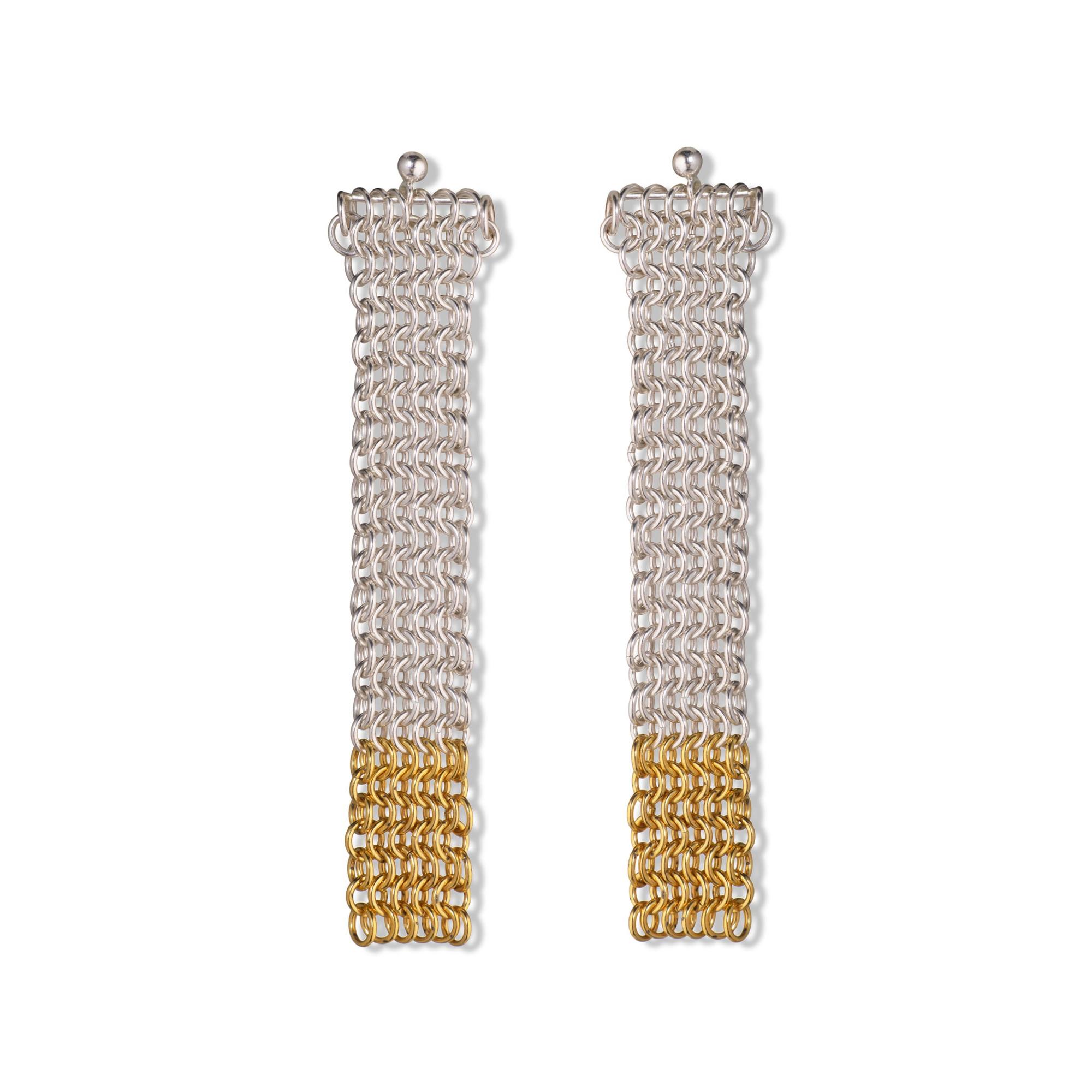 MA Серьги Плетение из серебра с позолотой