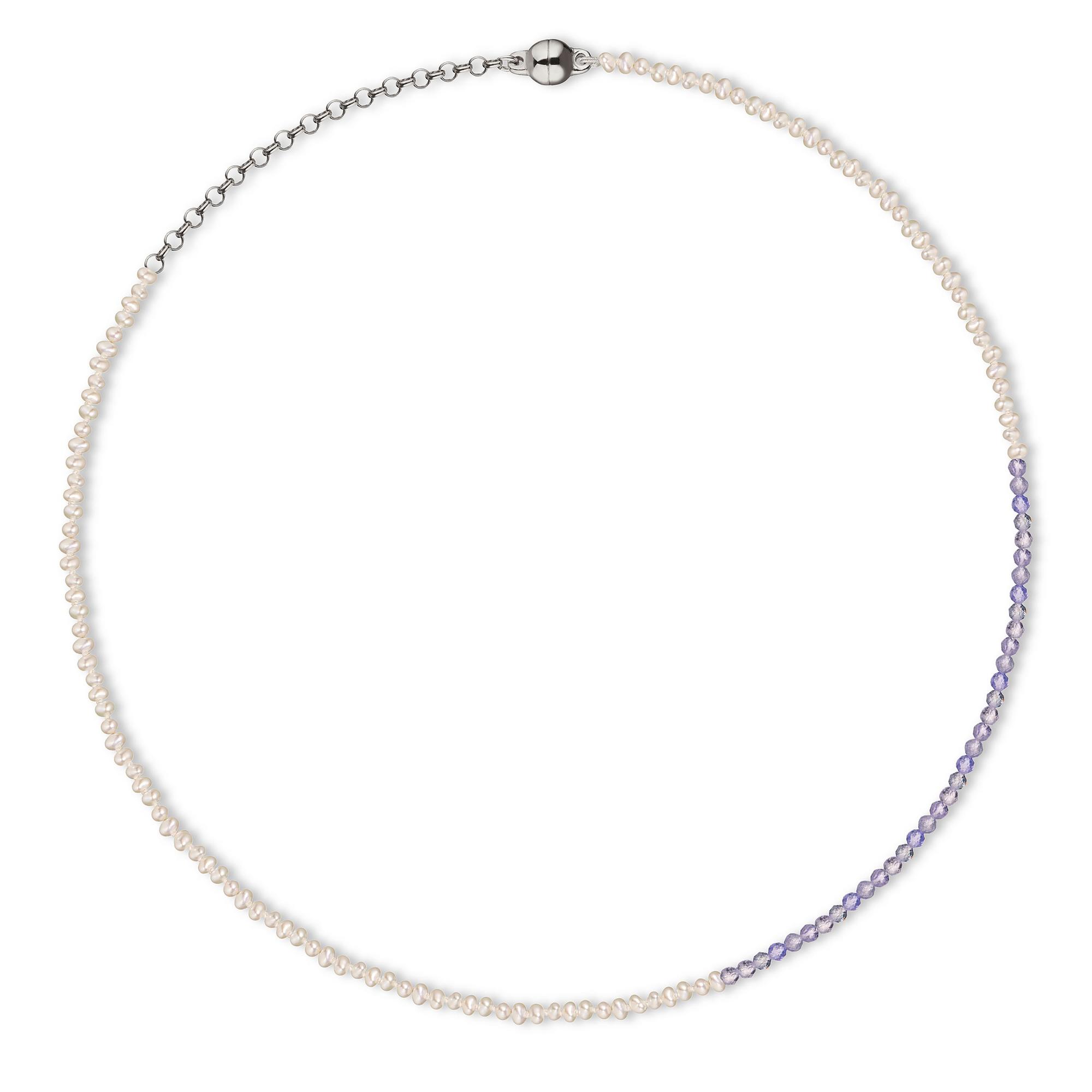 MA Колье с фиолетовыми танзанитами и речным жемчугом