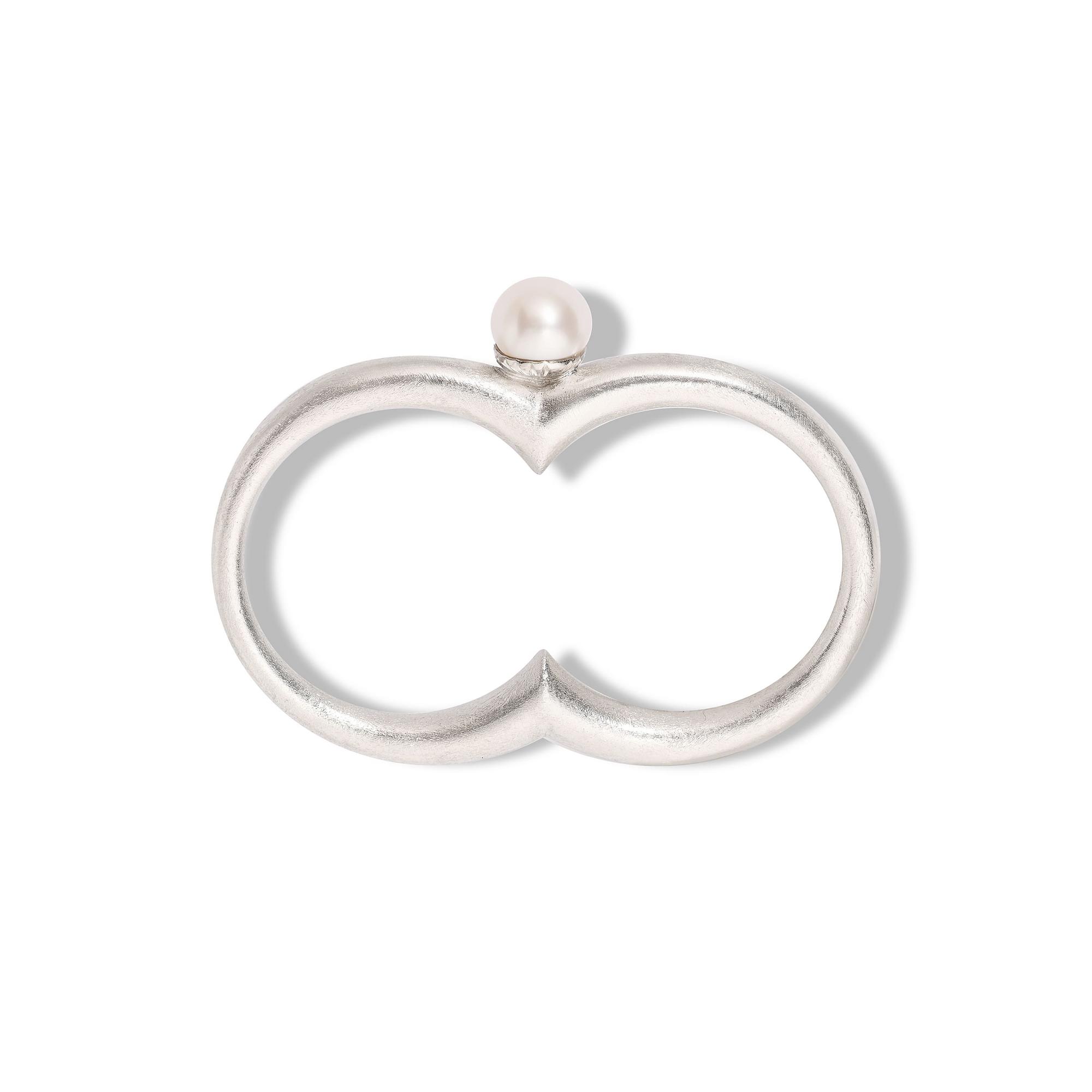 MA Двойное кольцо с жемчугом