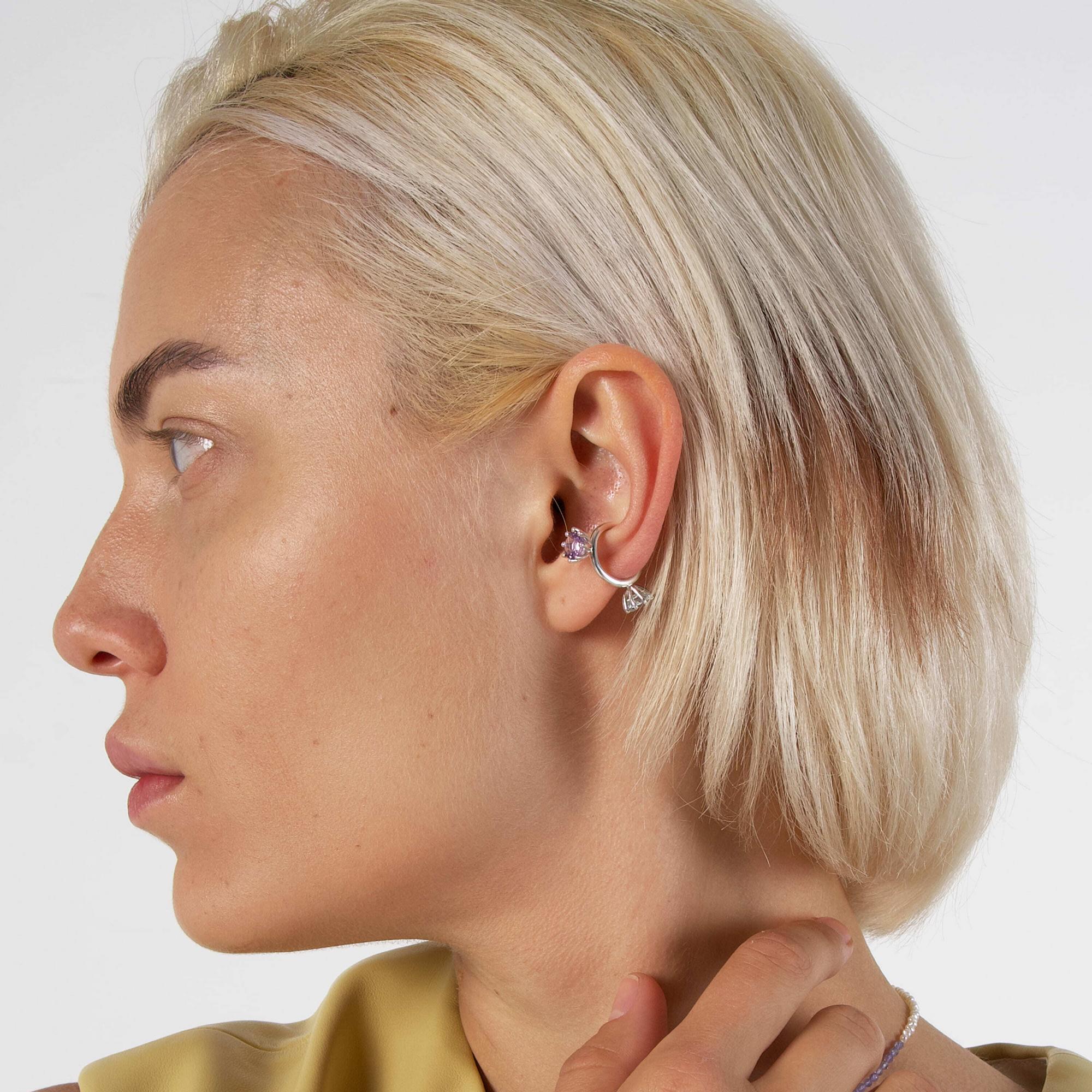 MA Кафф с фиолетовым аметистом и голубым топазом