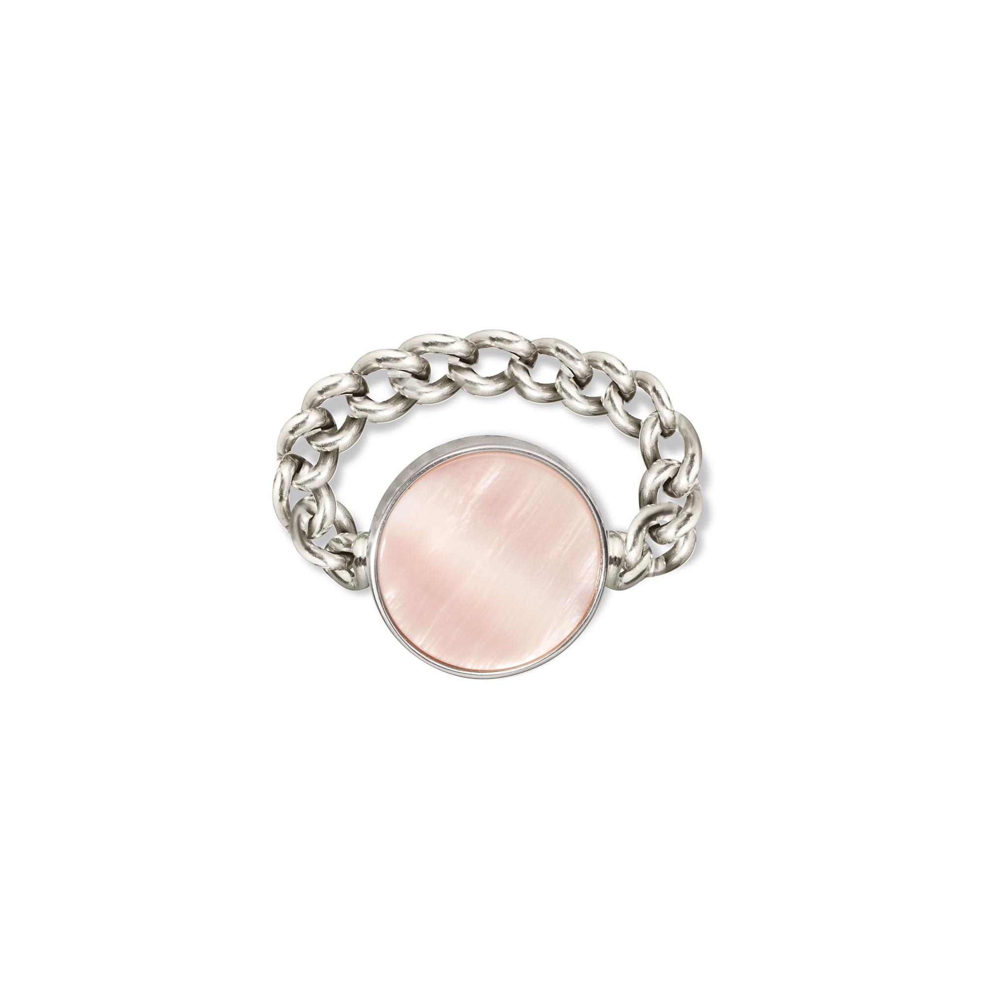 MA Кольцо-цепочка Logo с розовым перламутром и гравировкой
