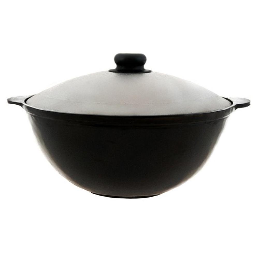 Казан Узбекский Наманган чугунный 8 литров (плоское дно) с алюминиевой крышкой