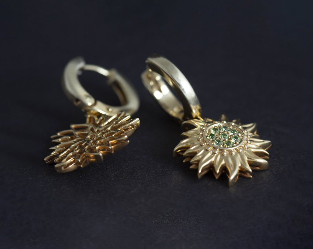 Серьги-кольца с подвесом «Solar Fire»