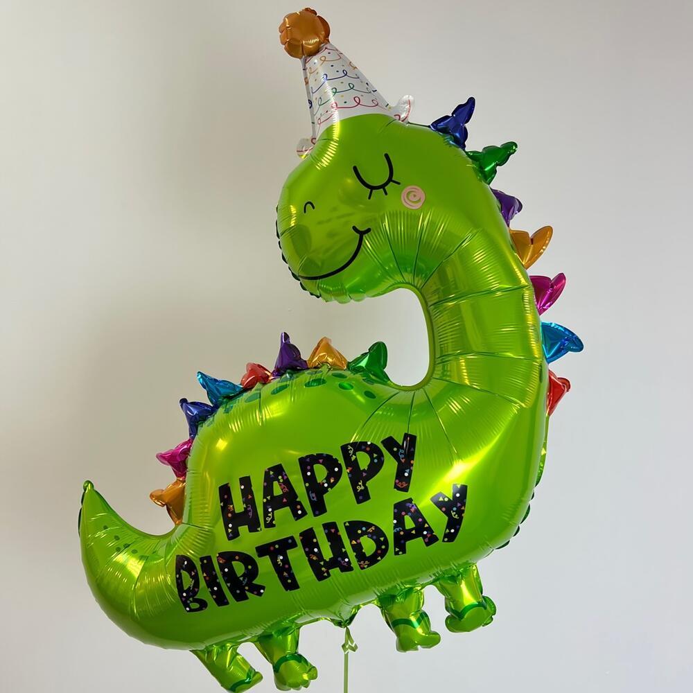 Зеленый динозаврик Happy Birthday