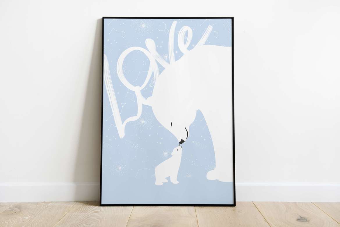 Постер "LOVE" голубой