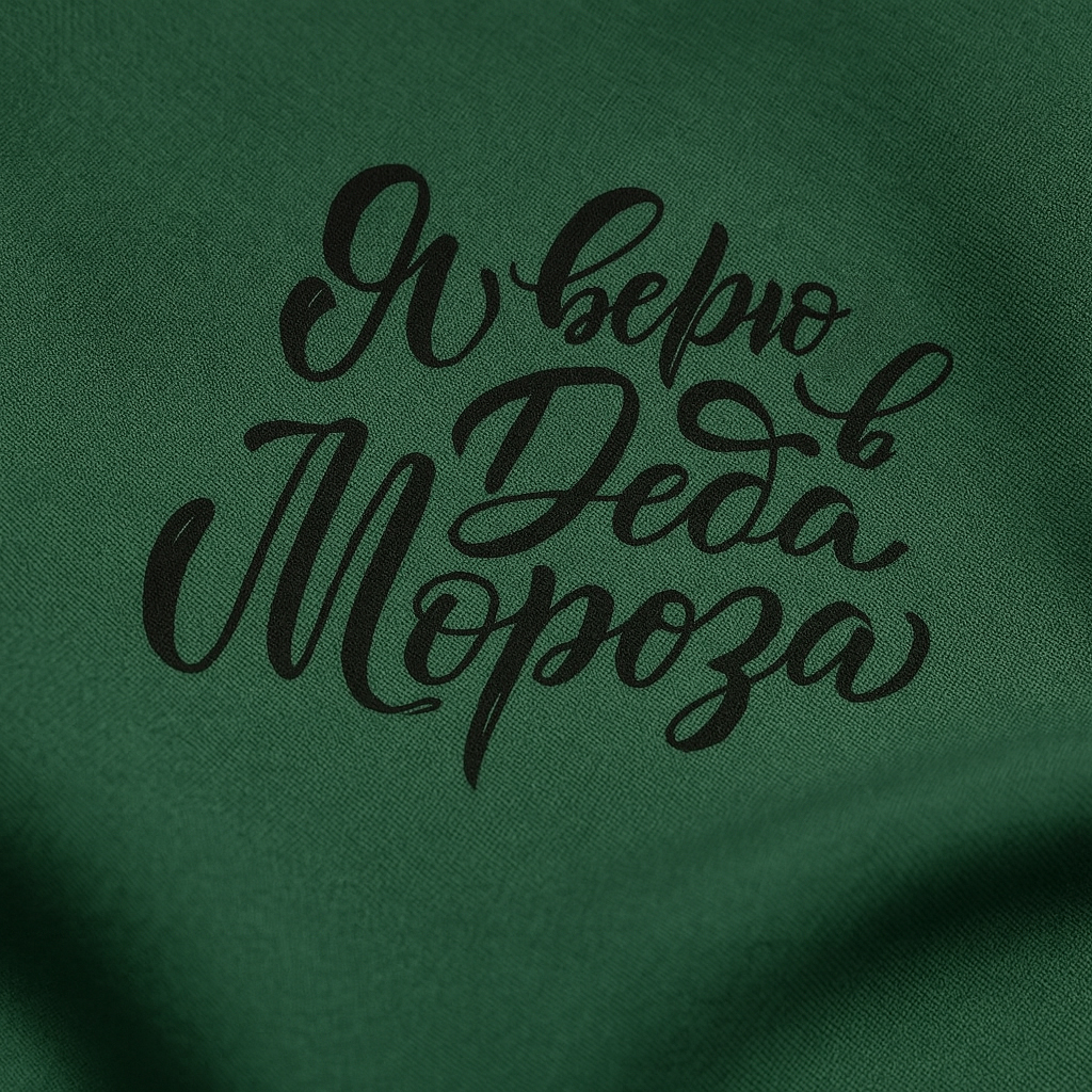 Термонаклейка на ткань "Я верю в Деда мороза" черная